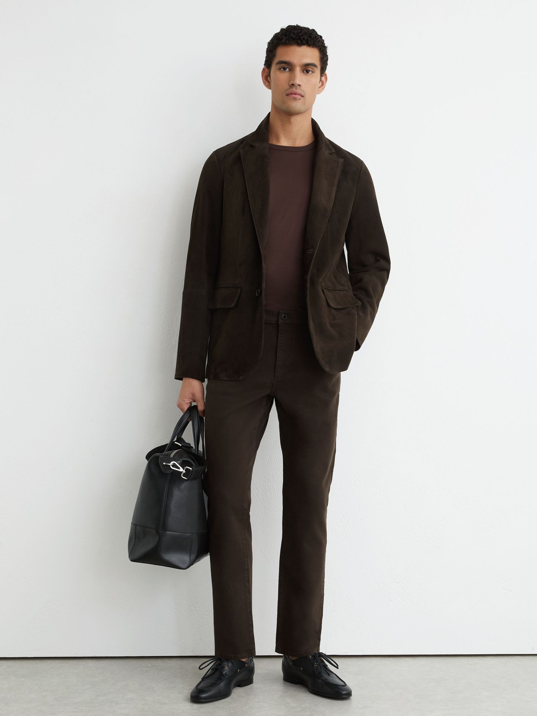 Soft-Stretch Straight-Leg Jeans in Brown - image 2