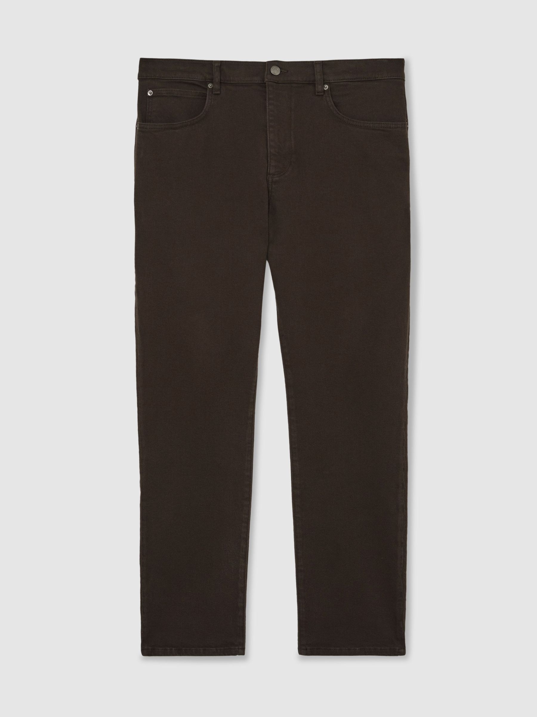 Soft-Stretch Straight-Leg Jeans in Brown
