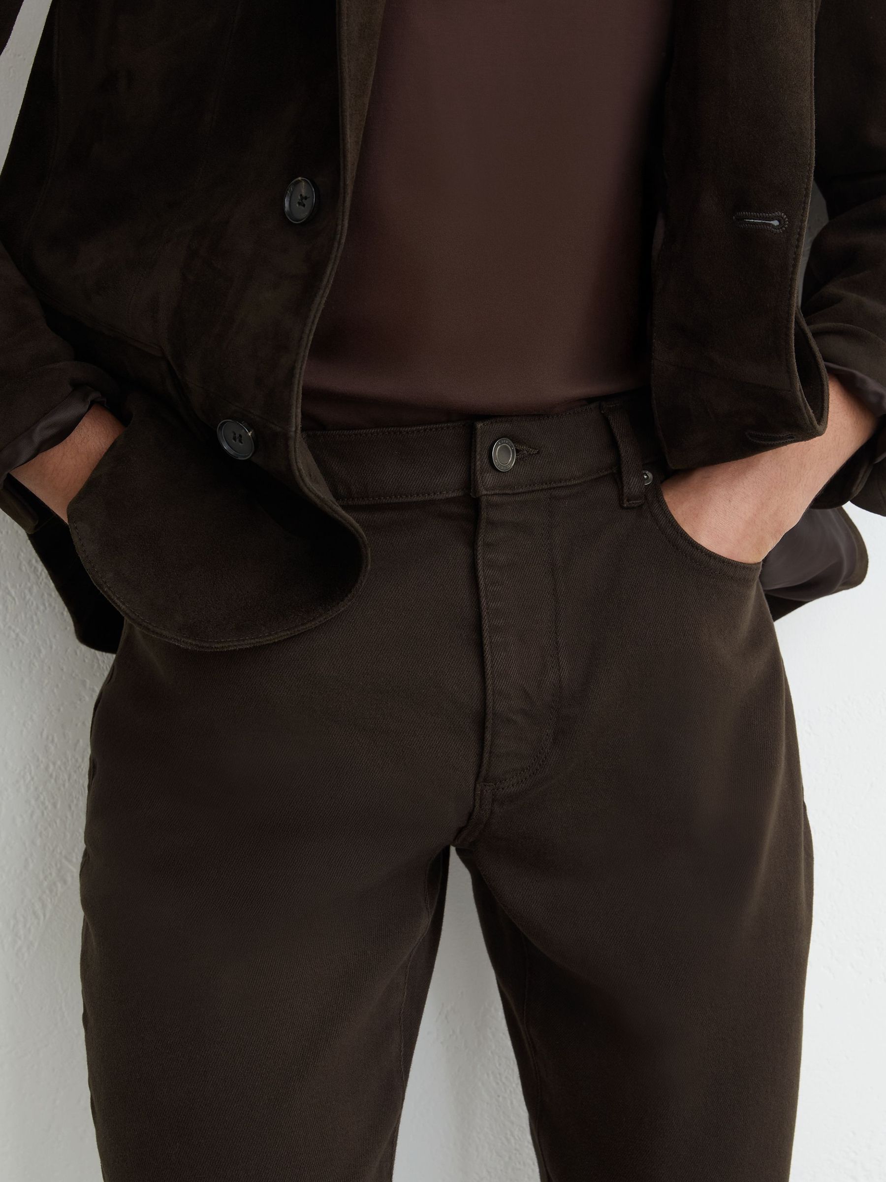 Soft-Stretch Straight-Leg Jeans in Brown - image 5