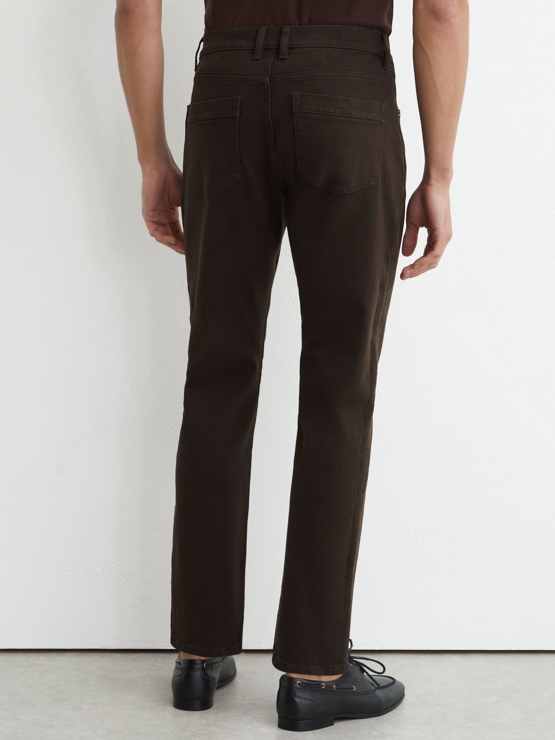 Soft-Stretch Straight-Leg Jeans in Brown - image 4