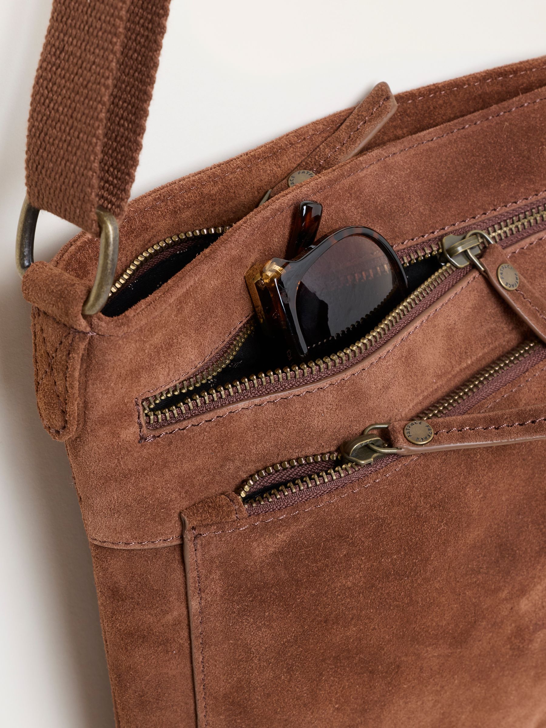 Allie Chestnut Brown Suede Crossbody Bag - Image 3 of 4