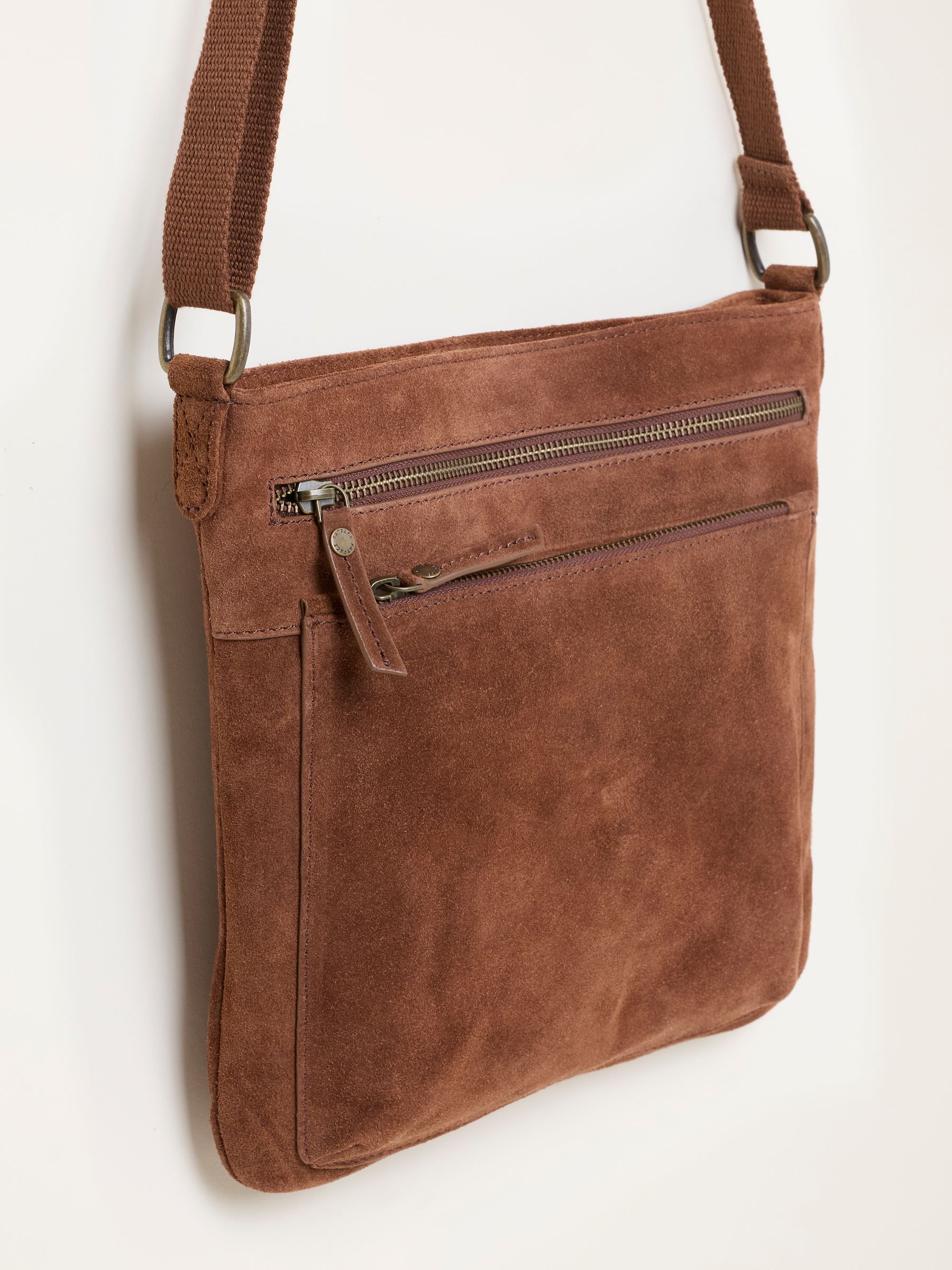 Allie Chestnut Brown Suede Crossbody Bag - Image 4 of 4 Allie Chestnut Brown Suede Crossbody Bag - Image 4 of 4