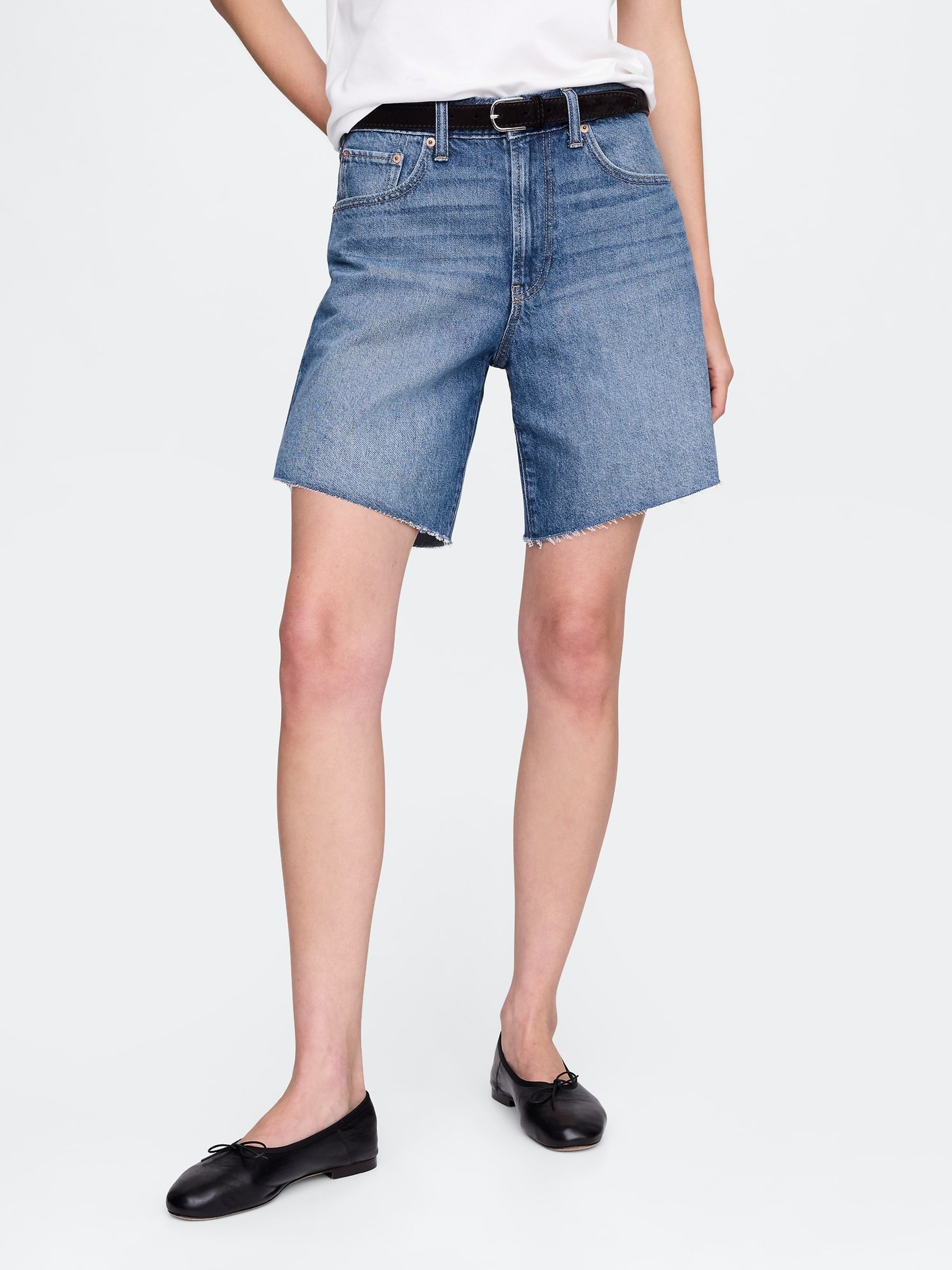 Indigo Blue 8inch Mid Rise '90s Loose Denim Bermuda Shorts - Image 1 of 6