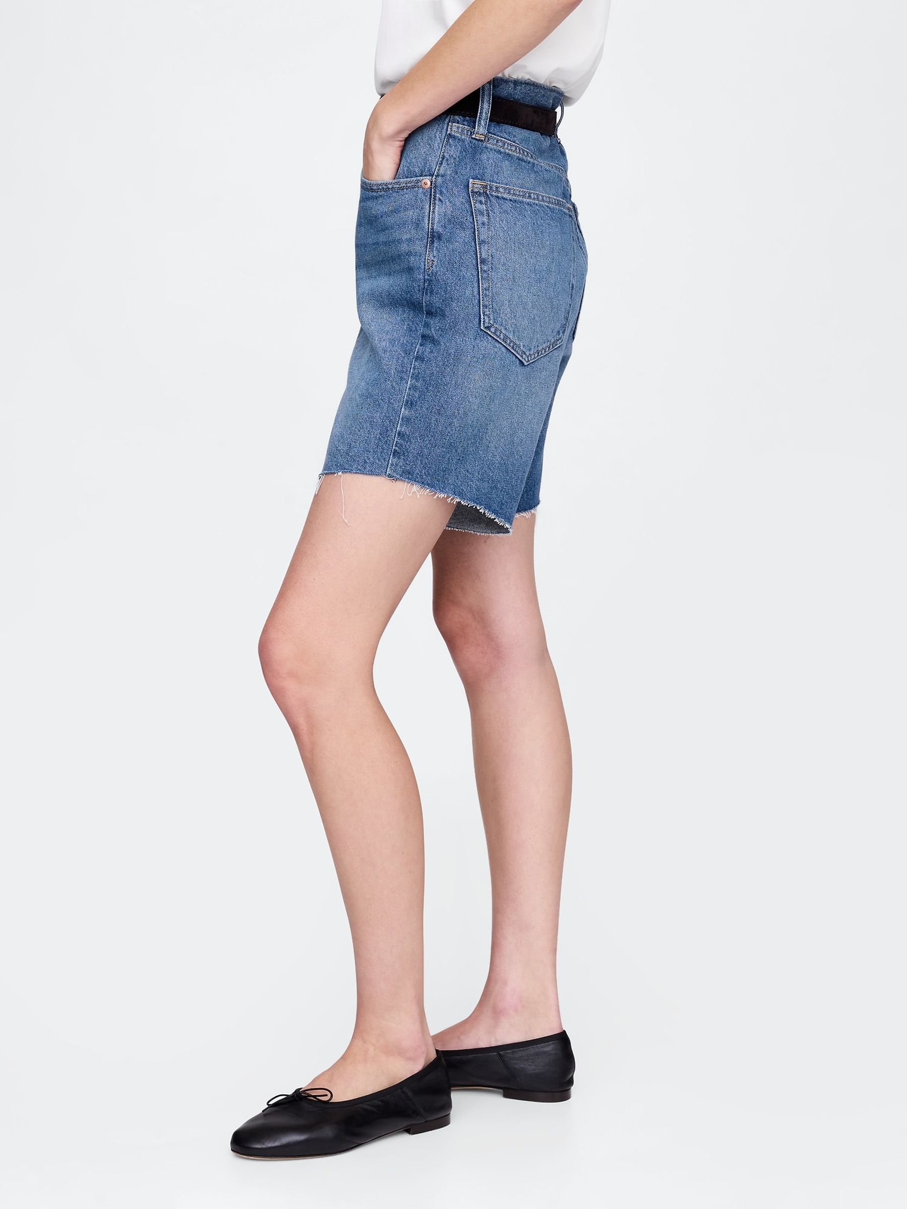 Indigo Blue 8inch Mid Rise '90s Loose Denim Bermuda Shorts - Image 3 of 6