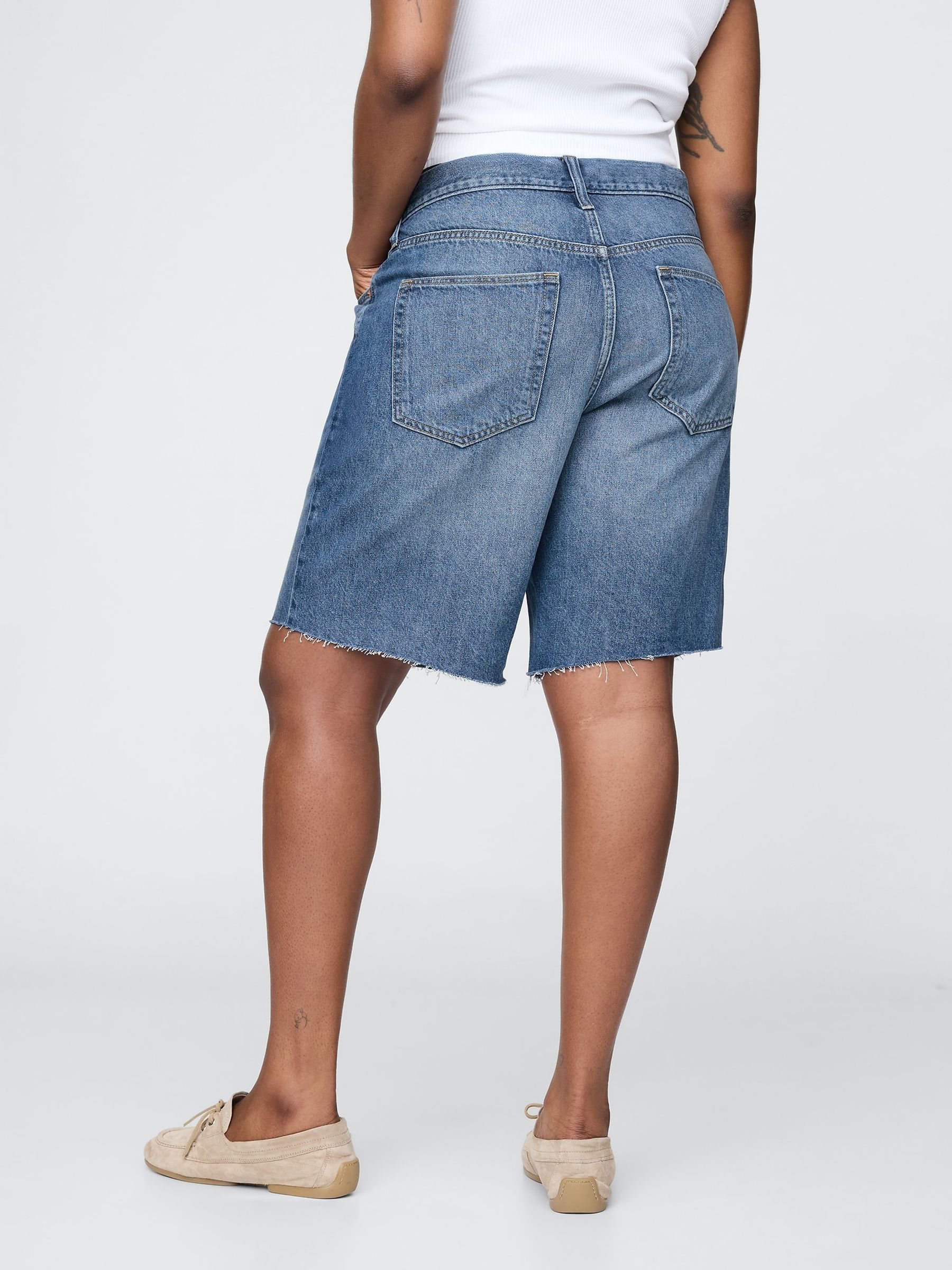 Indigo Blue 8inch Mid Rise '90s Loose Denim Bermuda Shorts - Image 6 of 6