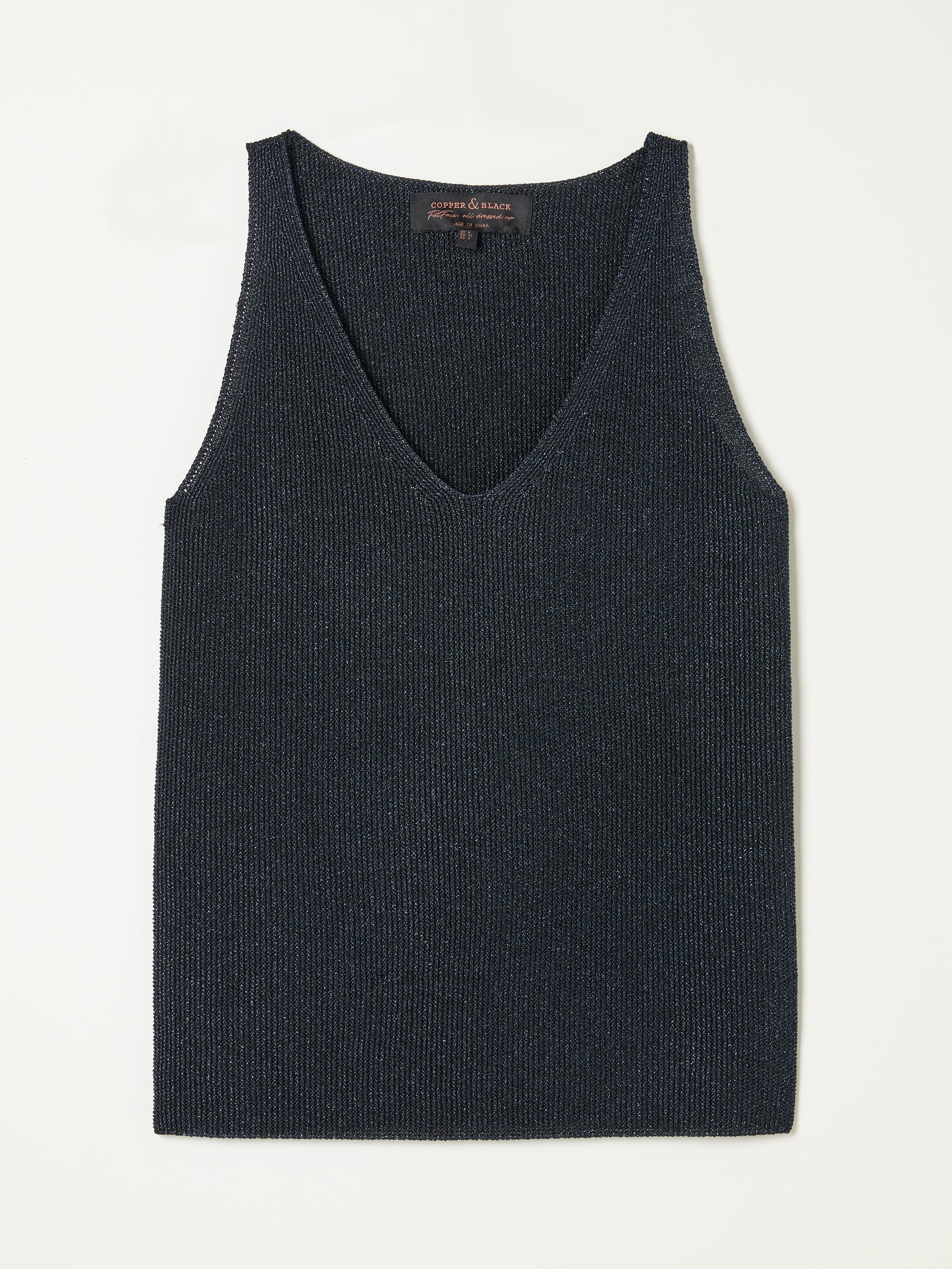 Evelyn Navy Metallic Knit Vest Top - Image 8 of 8
