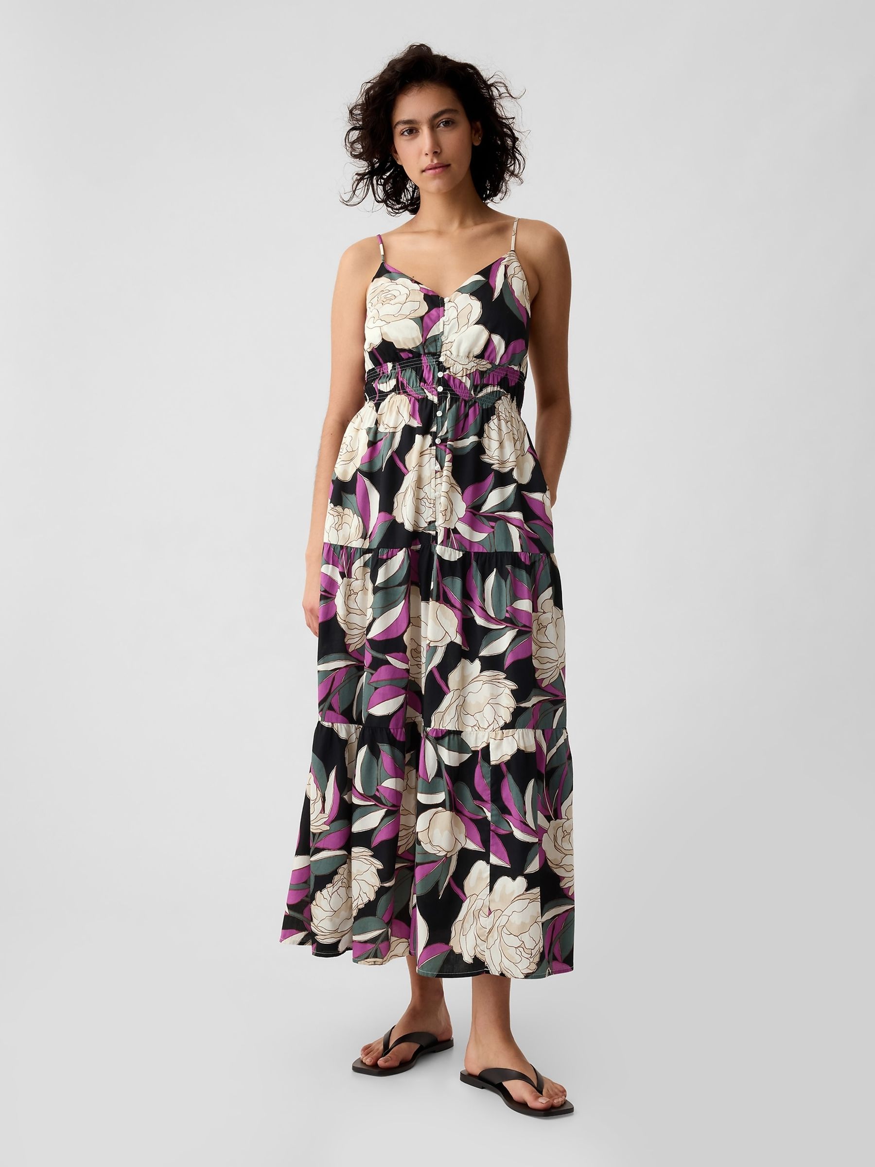 Multi Floral Tiered Midi Dress - Image 3 of 5