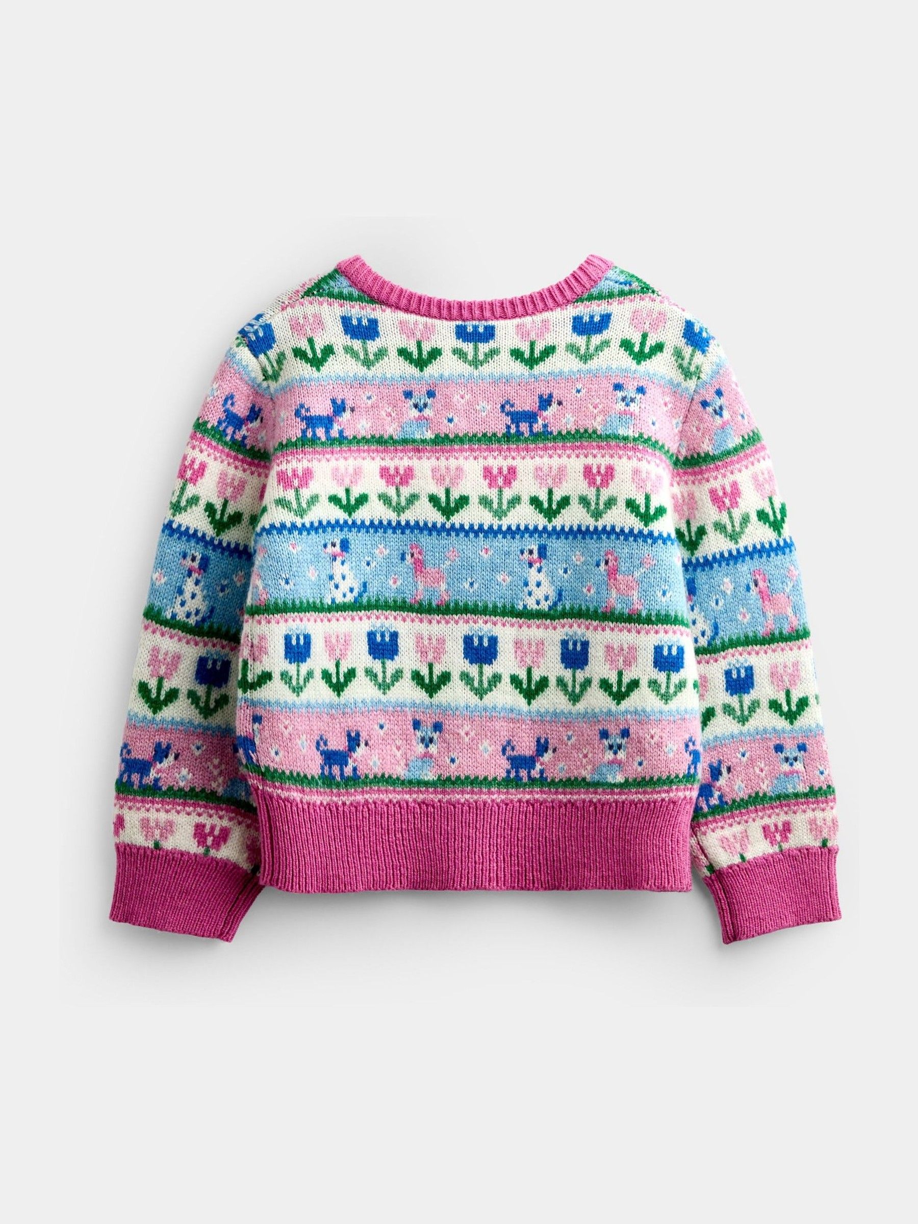 Pink Cats & Dogs Fairisle Cardigan - Image 2 of 4 Pink Cats & Dogs Fairisle Cardigan - Image 2 of 4
