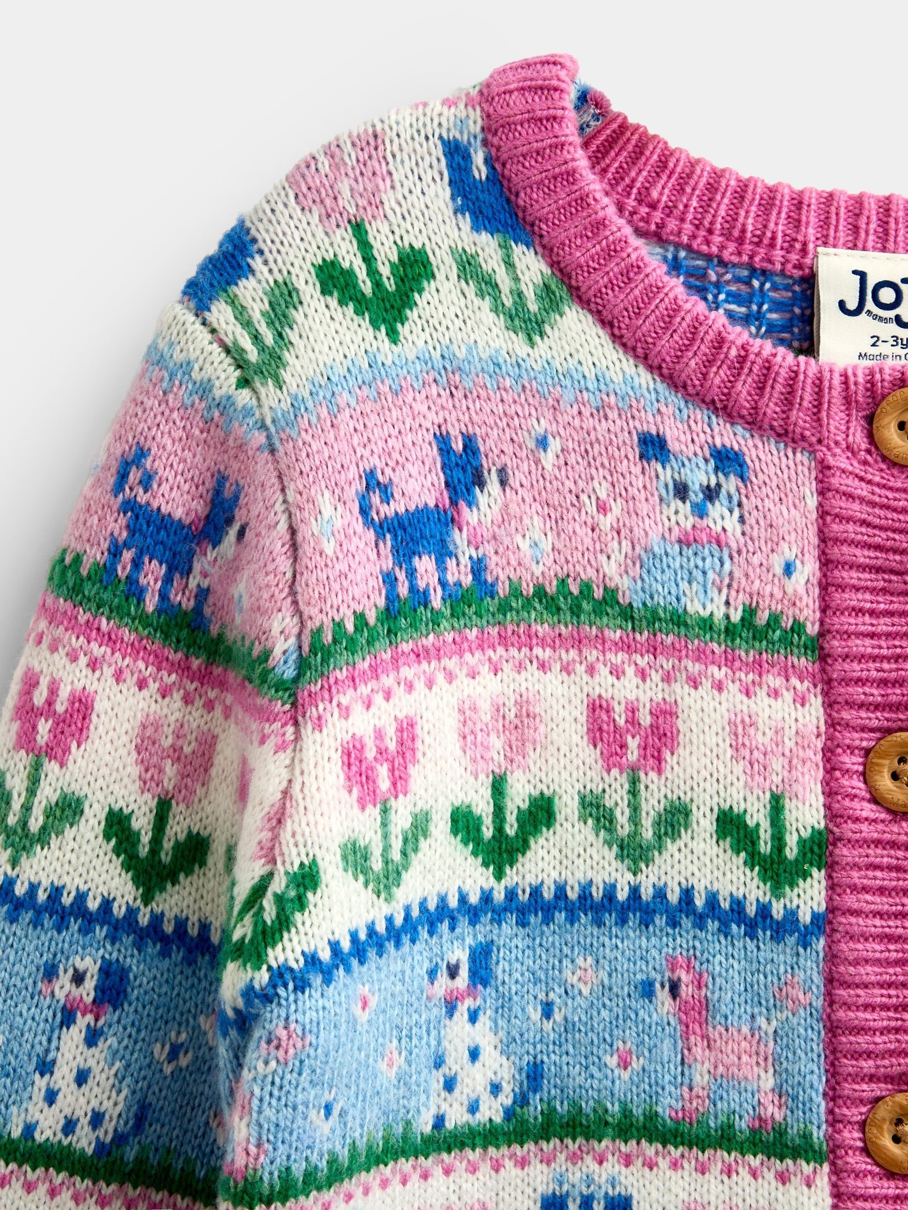 Pink Cats & Dogs Fairisle Cardigan - Image 3 of 4