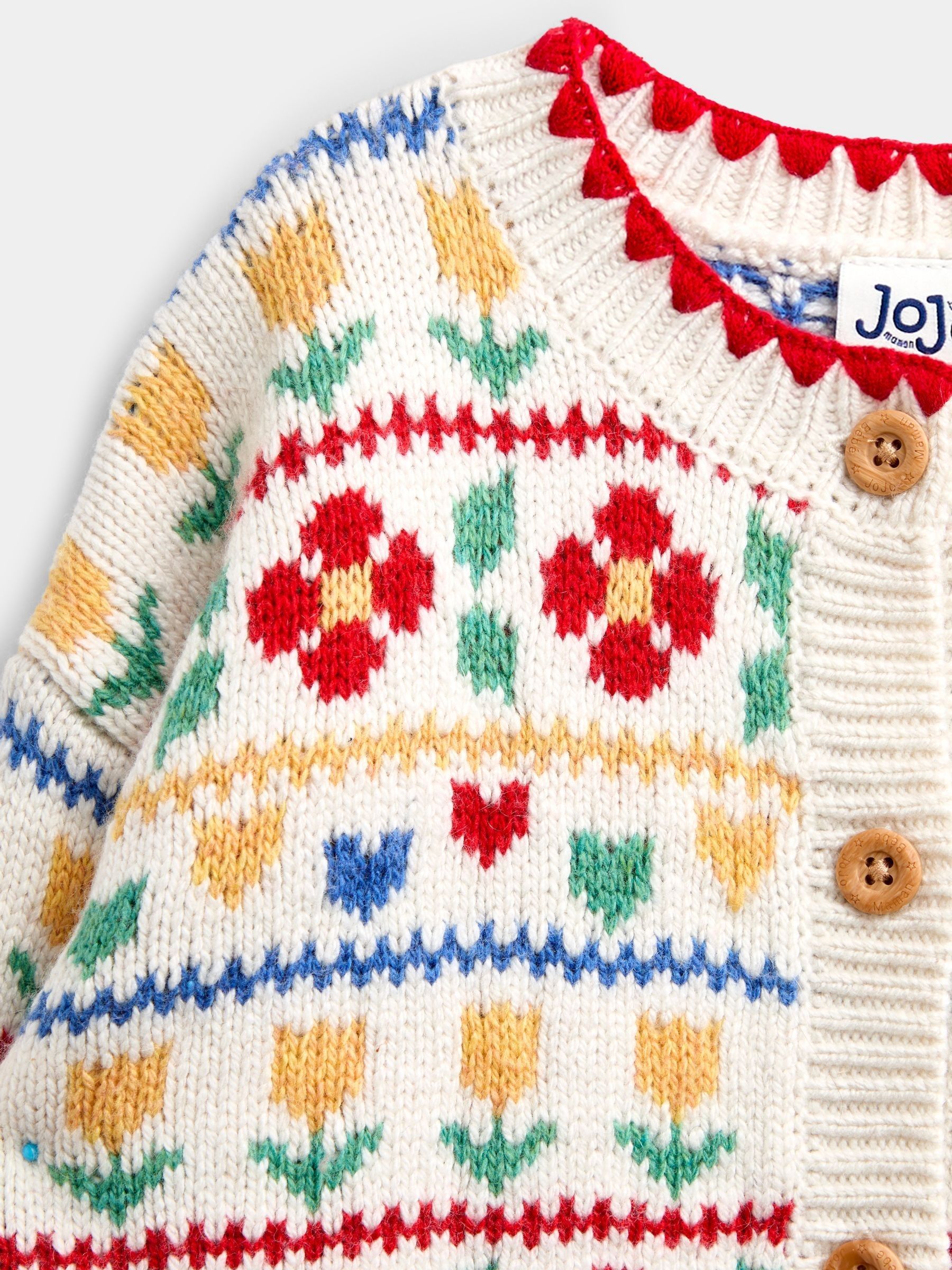 Cream Floral & Hearts Fairisle Oversized Cardigan - Image 5 of 6