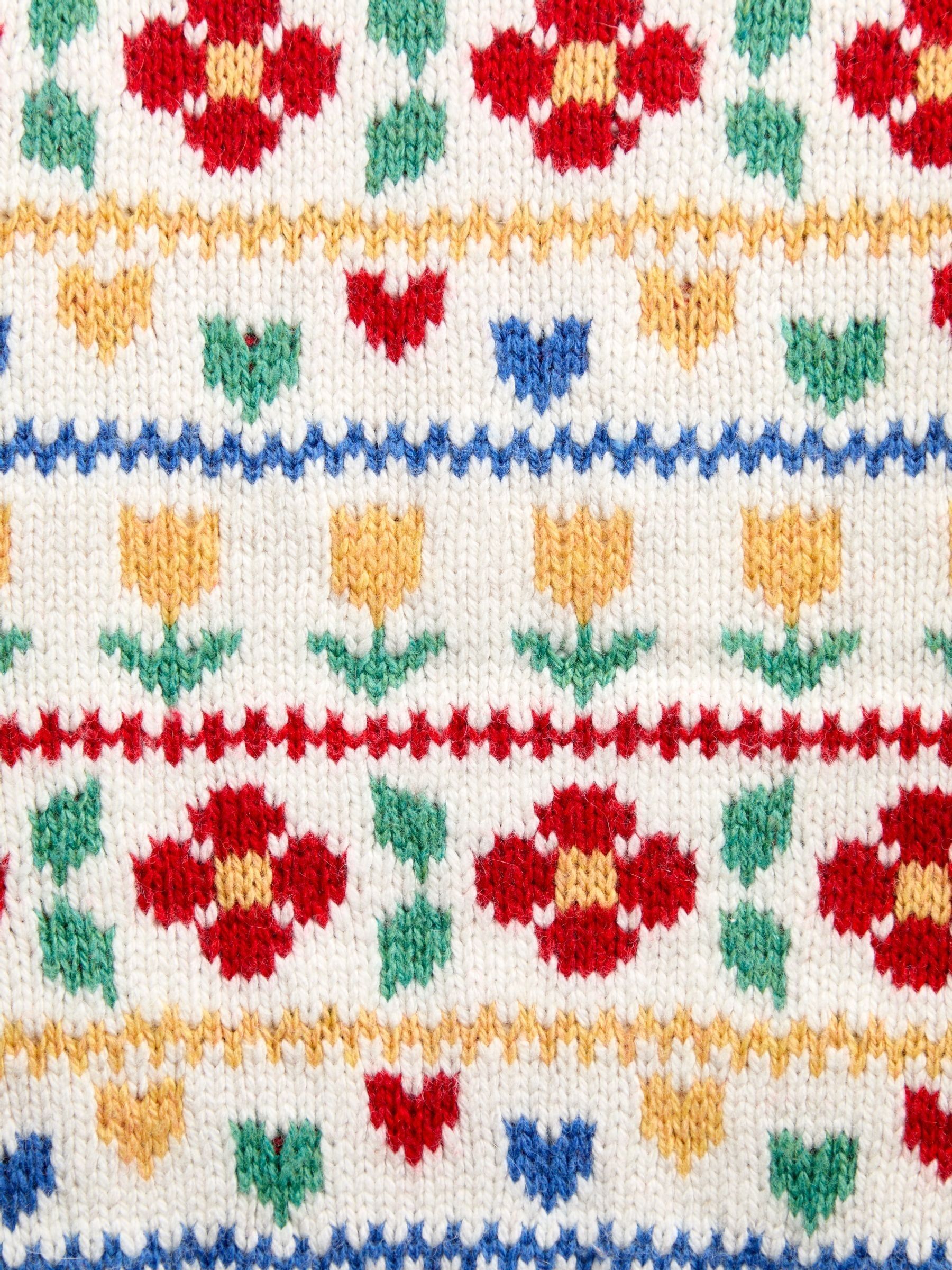 Cream Floral & Hearts Fairisle Oversized Cardigan - Image 6 of 6