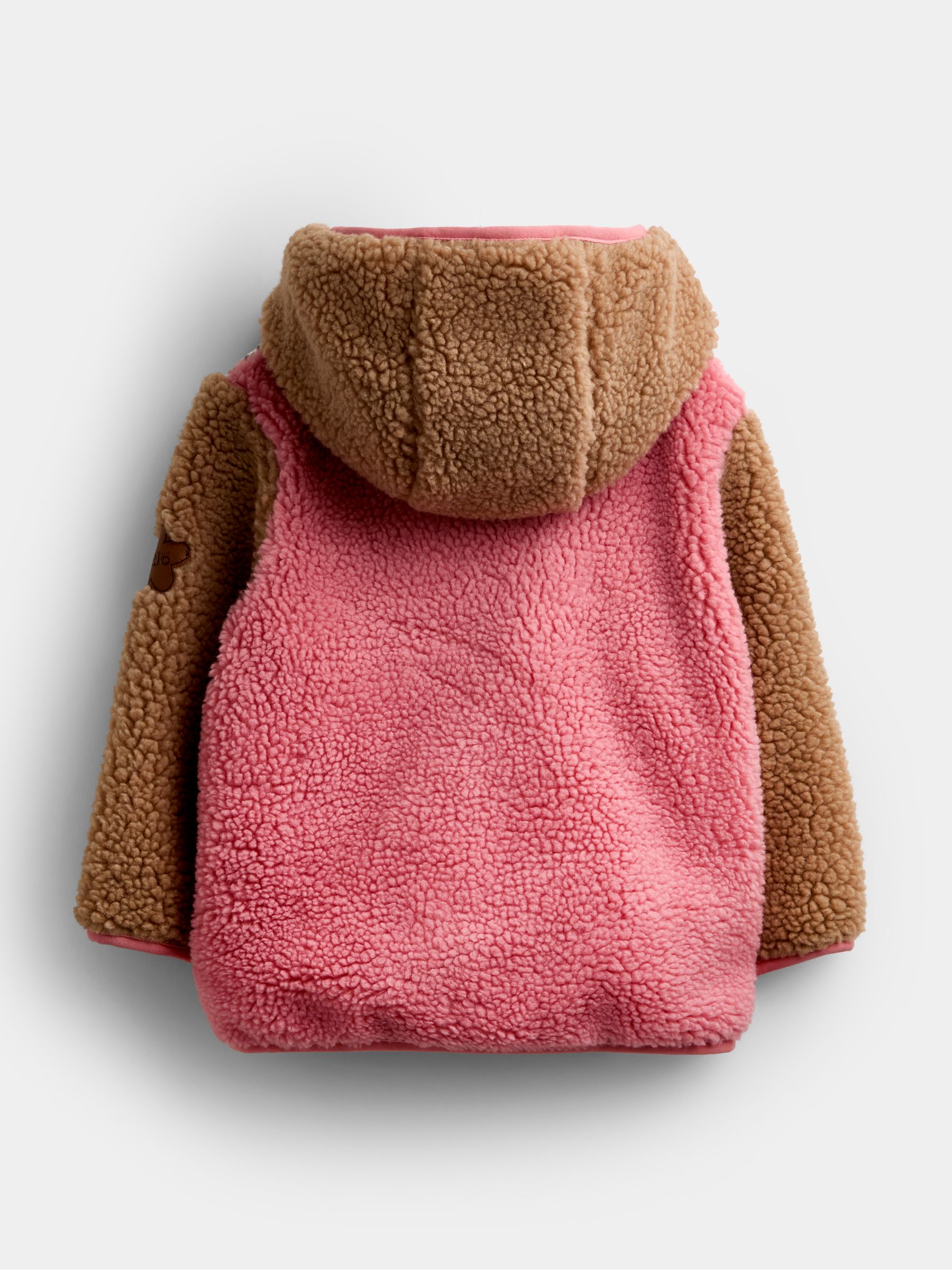 Coral Floral Hedgehog Appliqué Borg Fleece Hoodie - Image 2 of 5