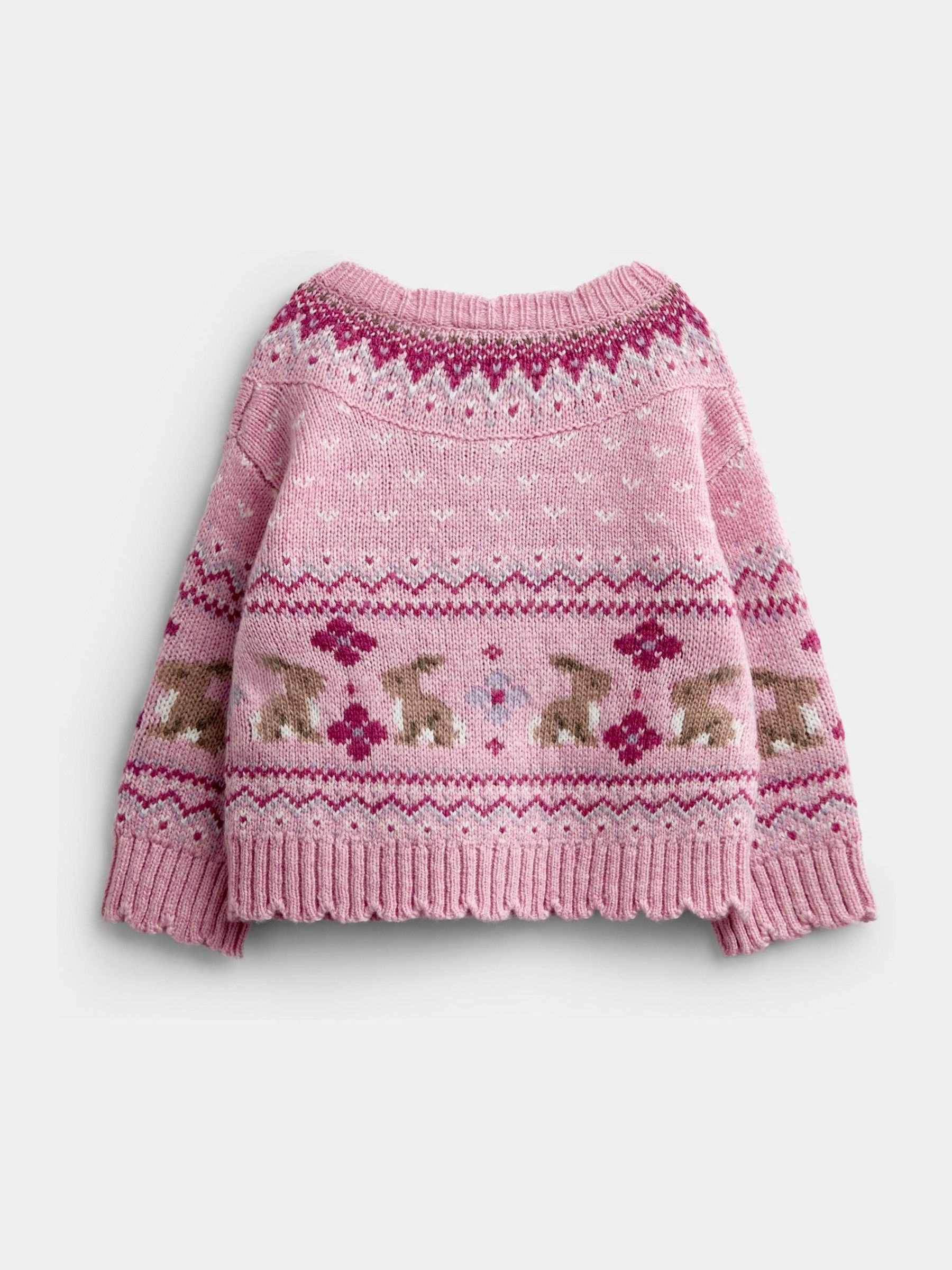 Berry Red Bunny Fairisle Knit Cardigan - Image 2 of 4