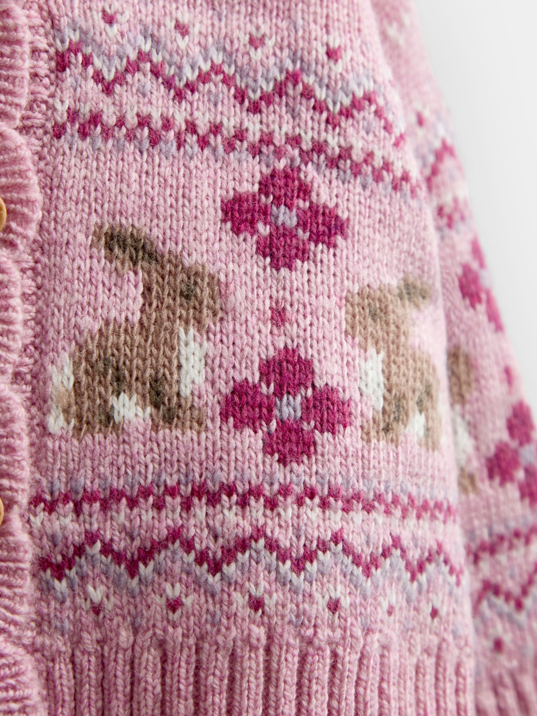 Berry Red Bunny Fairisle Knit Cardigan - Image 4 of 4