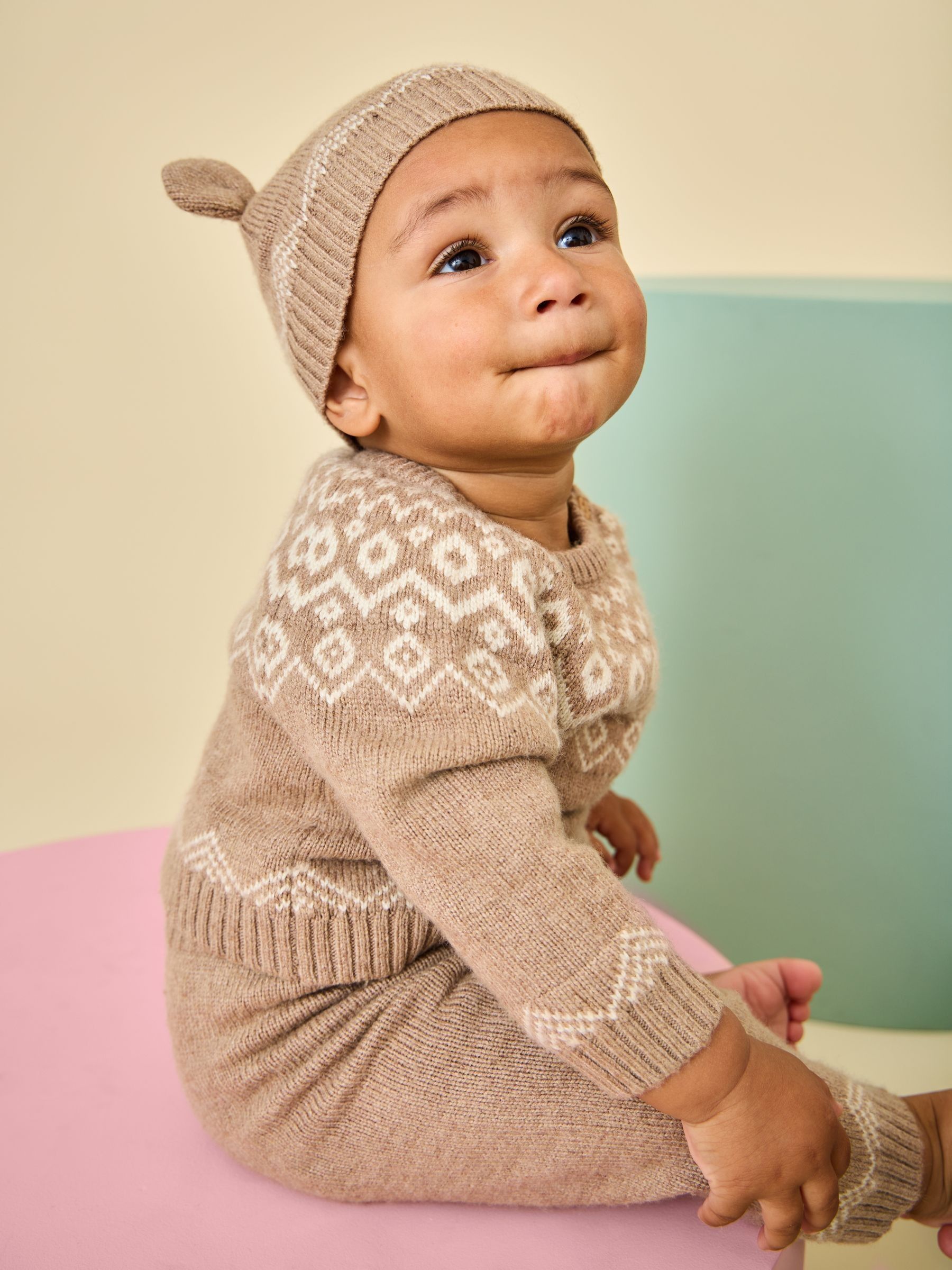 Brown Fairisle 3-Piece Fairisle Knit Set - Image 1 of 1 Brown Fairisle 3-Piece Fairisle Knit Set - Image 1 of 1