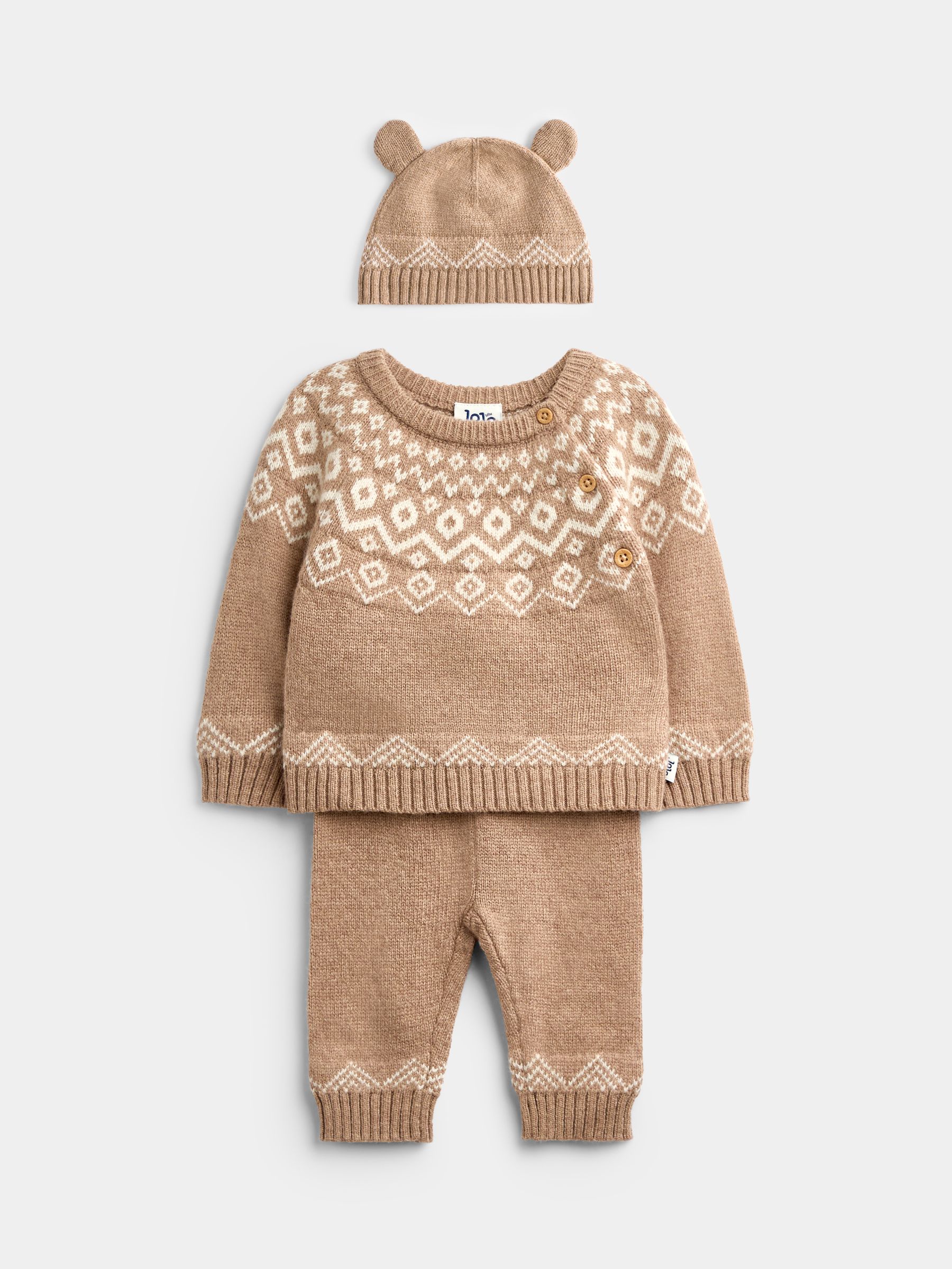 Brown Fairisle 3-Piece Fairisle Knit Set - Image 2 of 11
