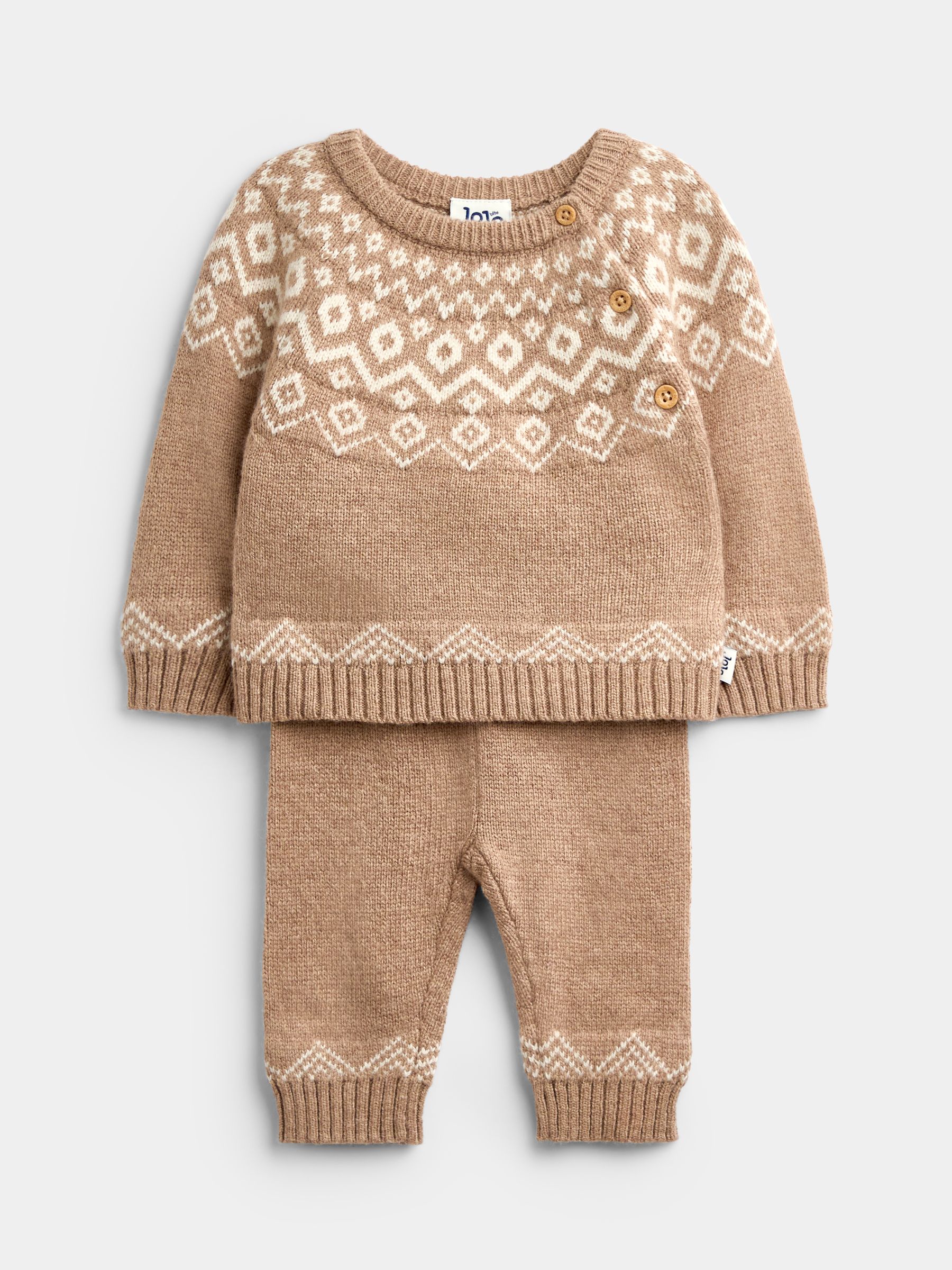 Brown Fairisle 3-Piece Fairisle Knit Set - Image 3 of 11