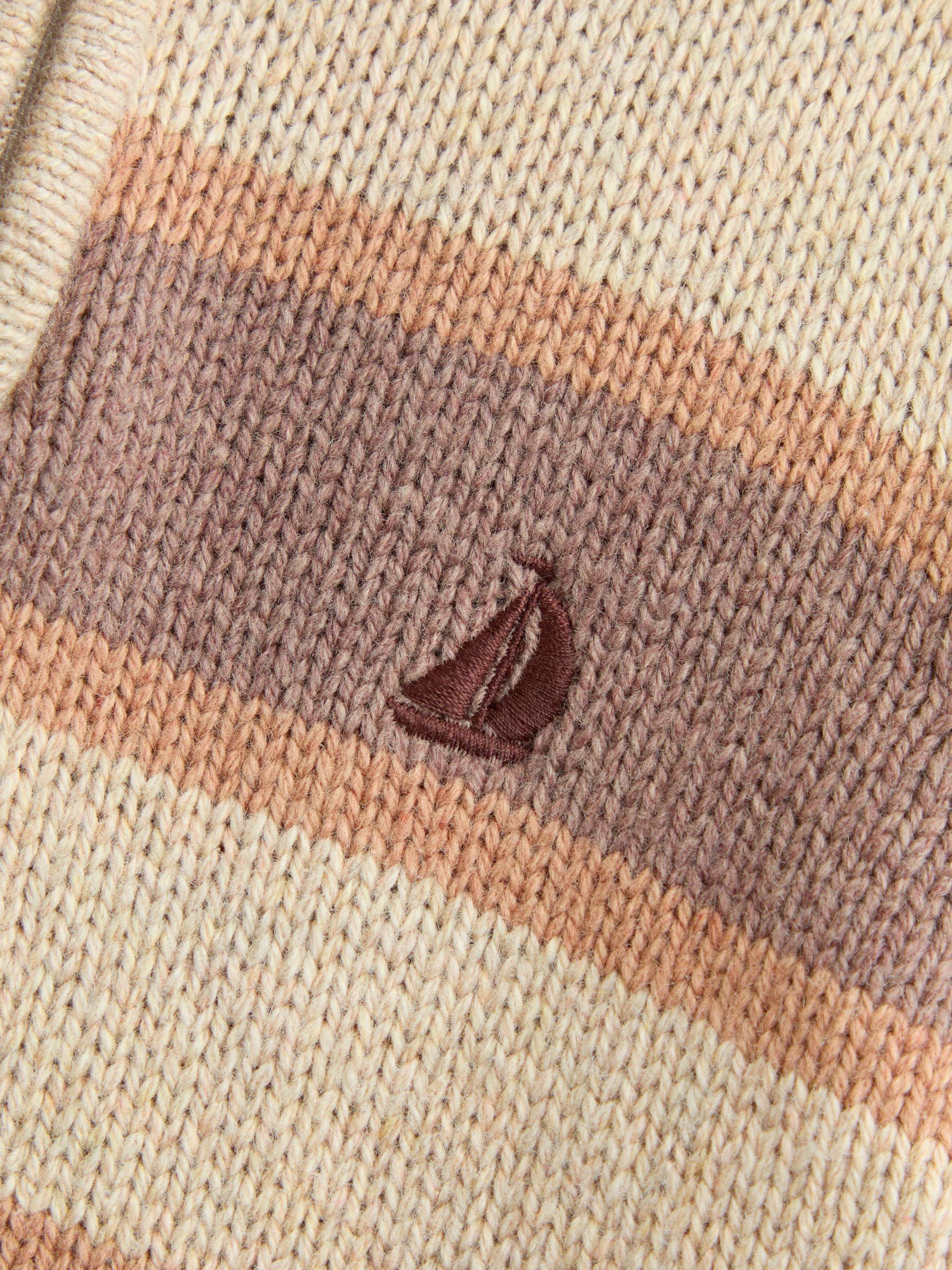 Mid Brown Stripe Half Zip Knitted Jumper - Image 4 of 4