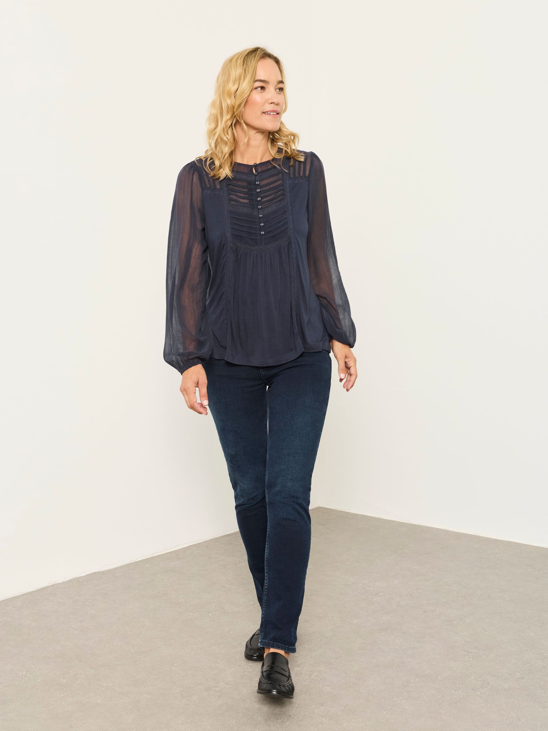 Winnie Navy Woven Jersey Mix Top - Image 4 of 6