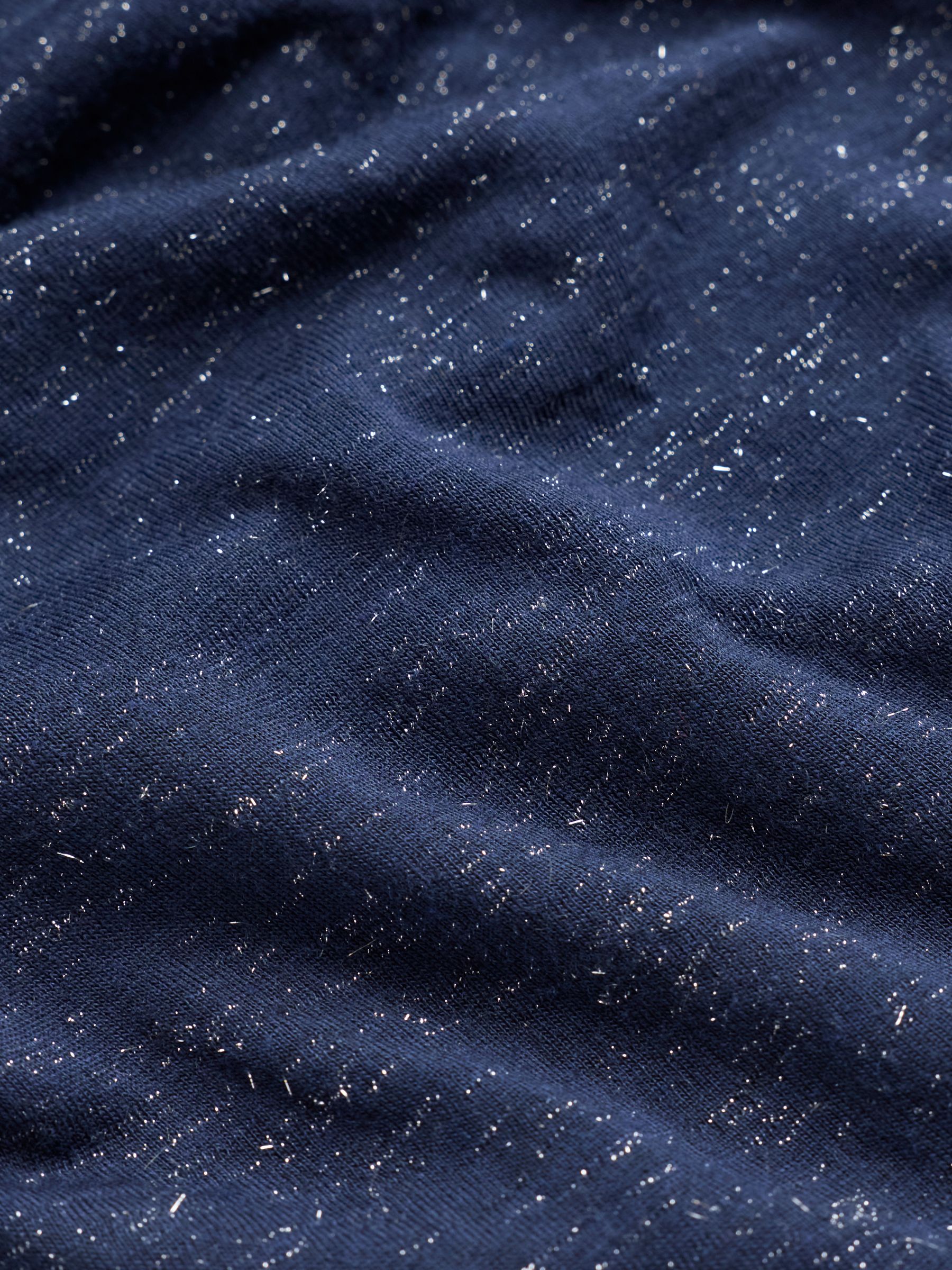 Lola Navy Sparkle Cowl Neck Long Sleeve Top - Image 7 of 7