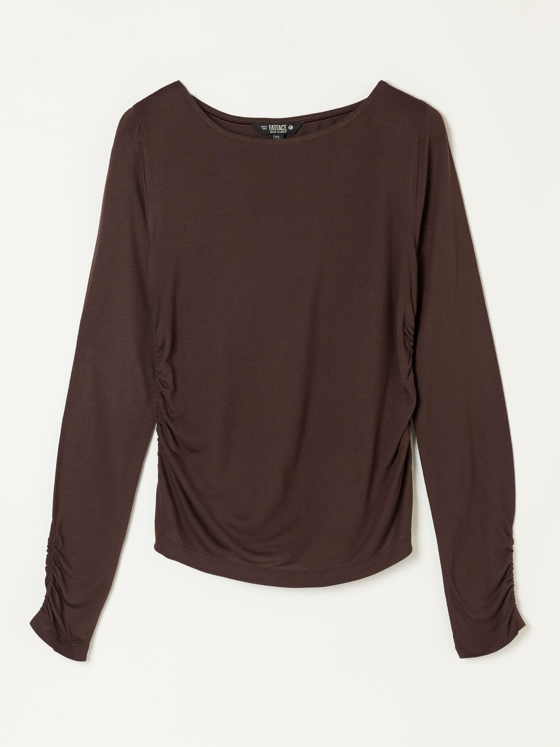Ruby Chocolate Brown Ruched Long Sleeve Top - Image 6 of 6 Ruby Chocolate Brown Ruched Long Sleeve Top - Image 6 of 6