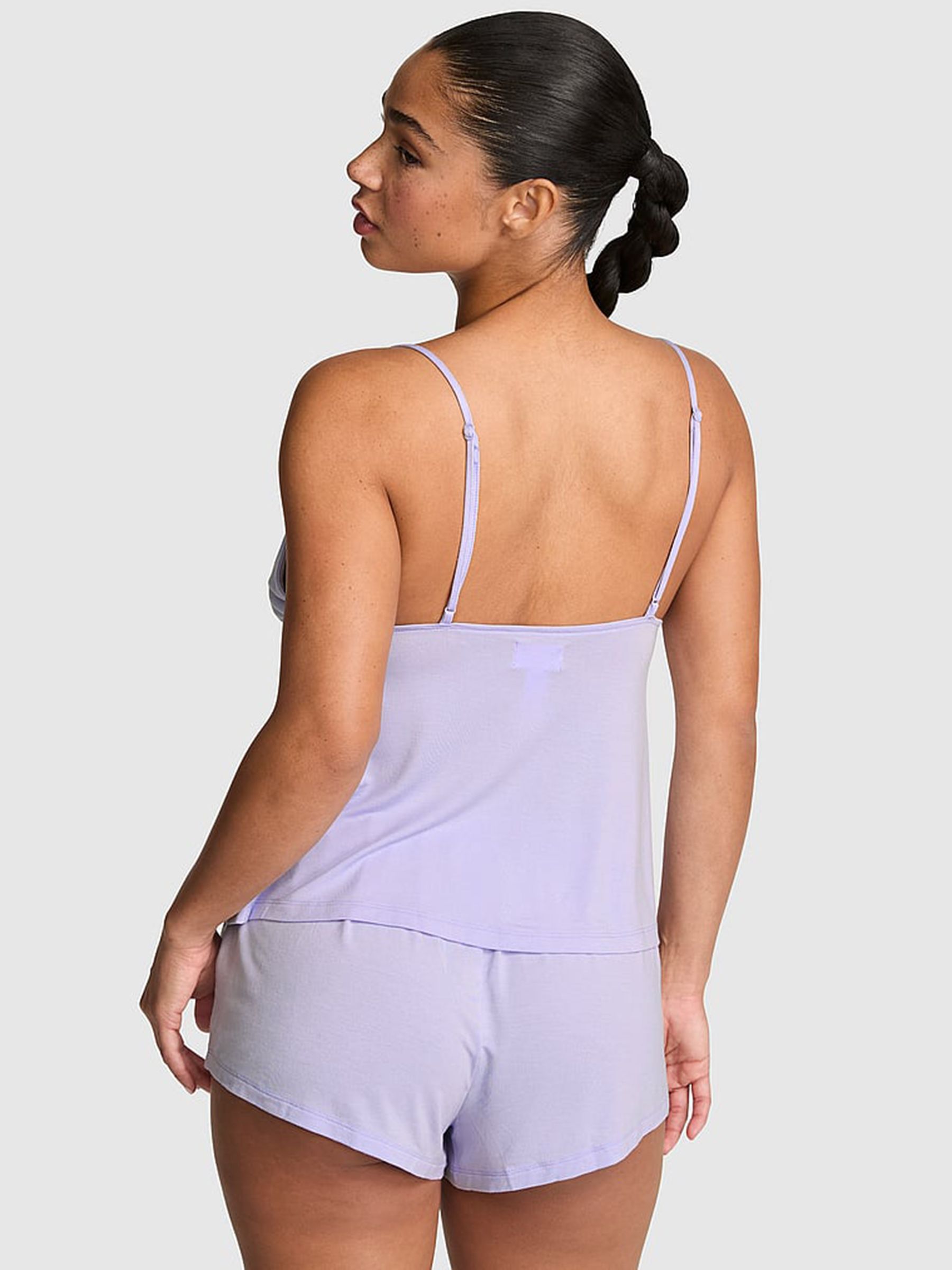 Lavender Purple Modal Short Lace Pyjama Set - Image 2 of 2