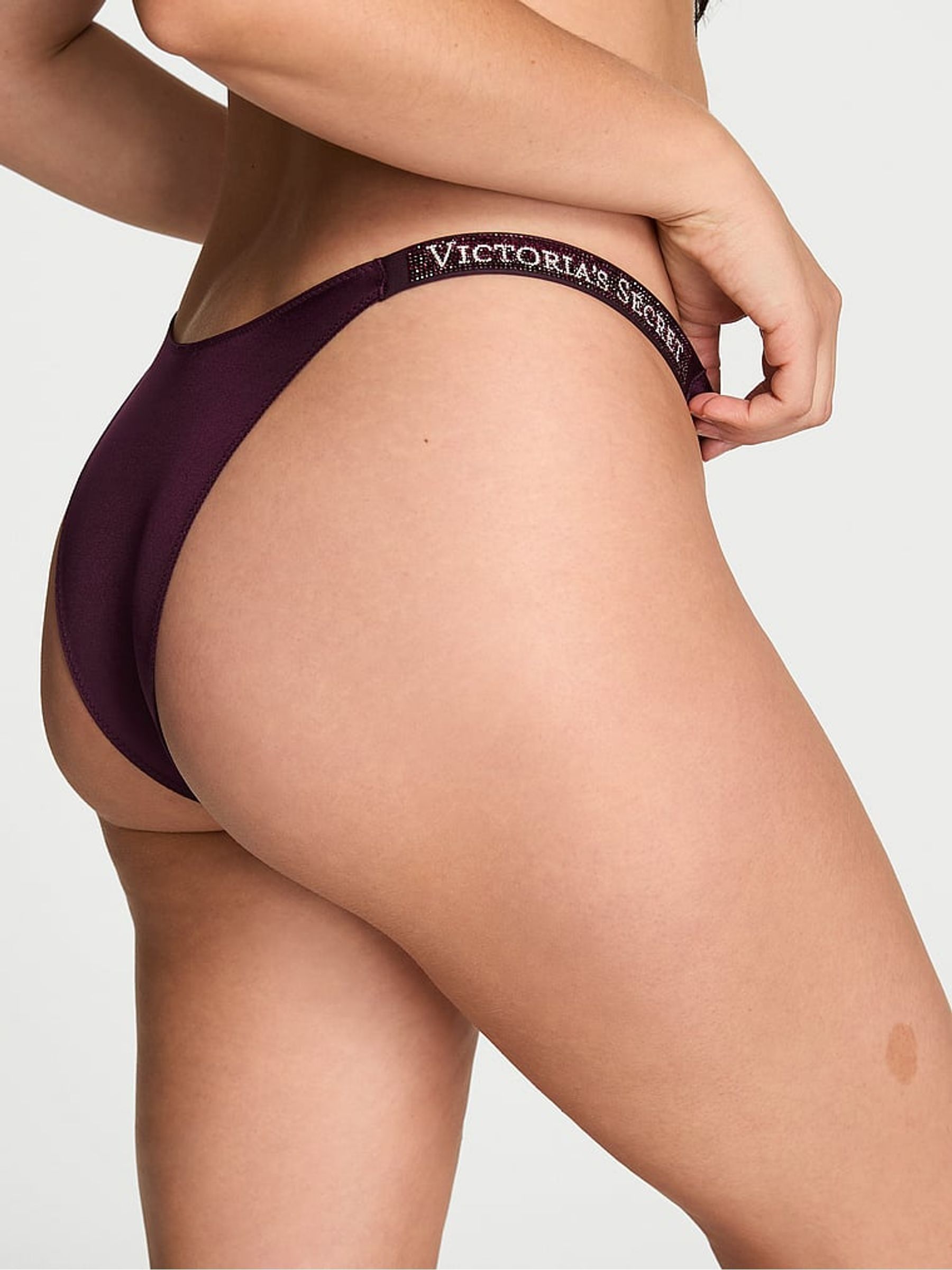 Winter Wine Red Brazilian Shine Strap Knickers - Image 2 of 2