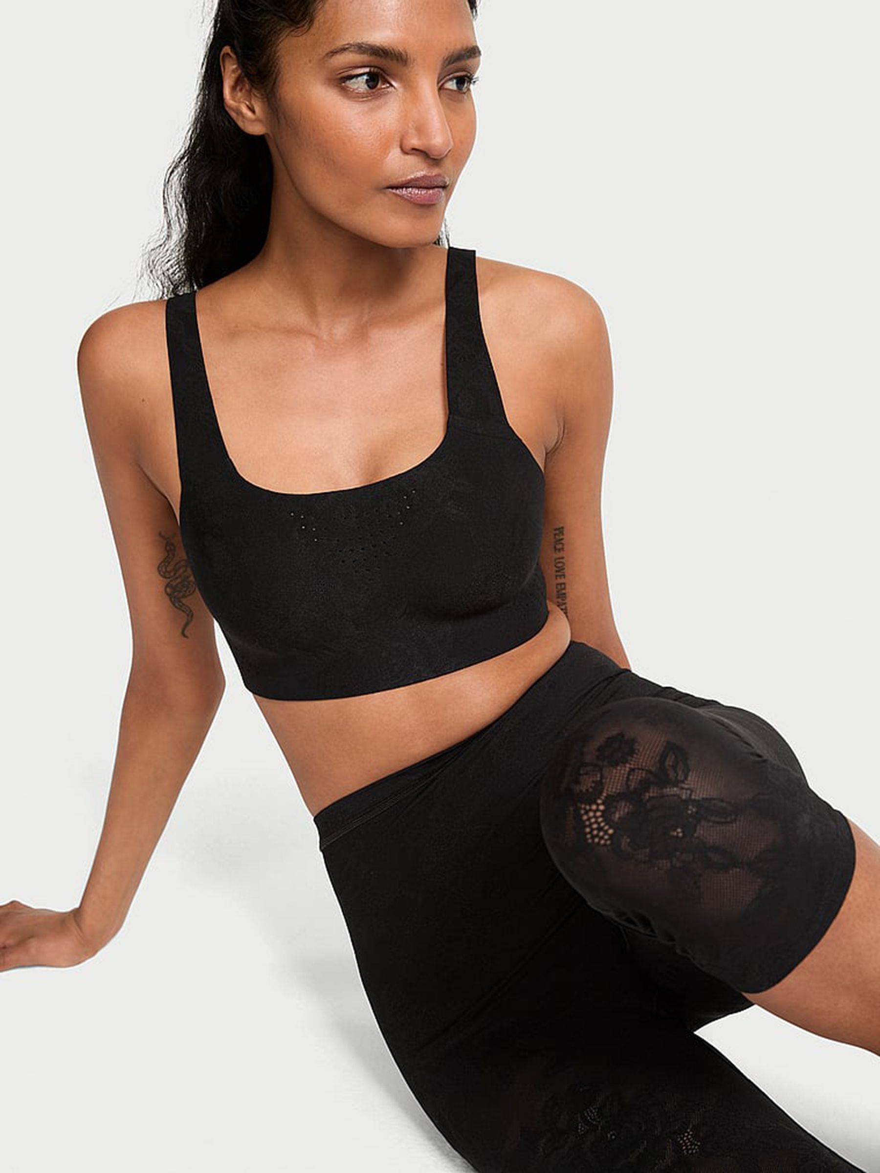 Black Back Close Featherweight™ Max High Impact Lace Sports Bra - Image 1 of 2 Black Back Close Featherweight™ Max High Impact Lace Sports Bra - Image 1 of 2