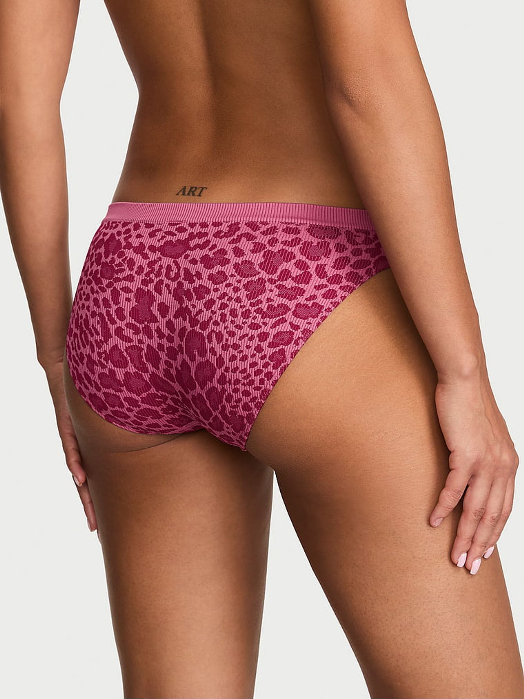 Pink Leopard Bikini Ribbed Knickers - Image 2 of 2 Pink Leopard Bikini Ribbed Knickers - Image 2 of 2