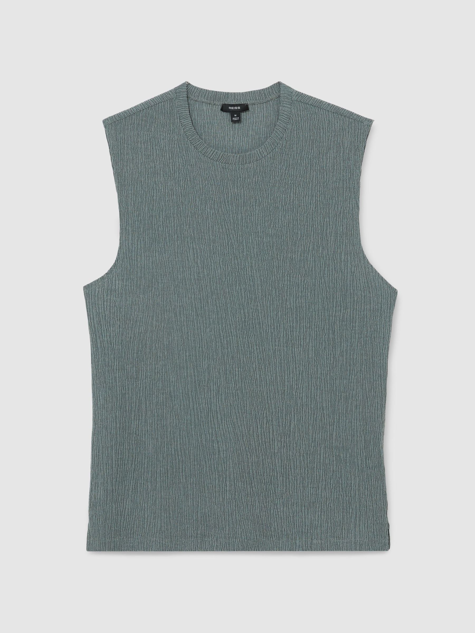 Textured Crew-Neck Vest in Dark Sage Green - image 1