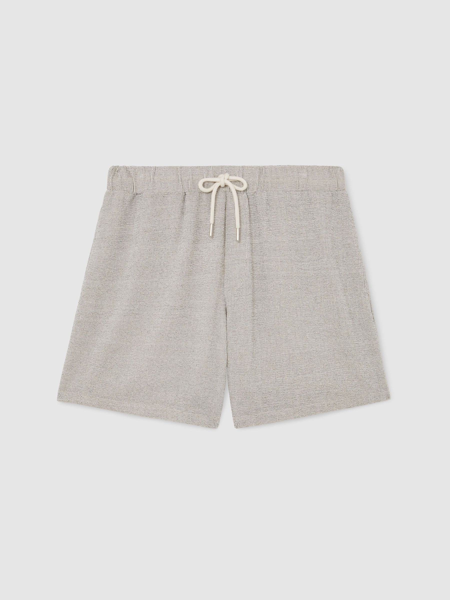 Striped Drawstring Knitted Shorts in White/Black - image 1