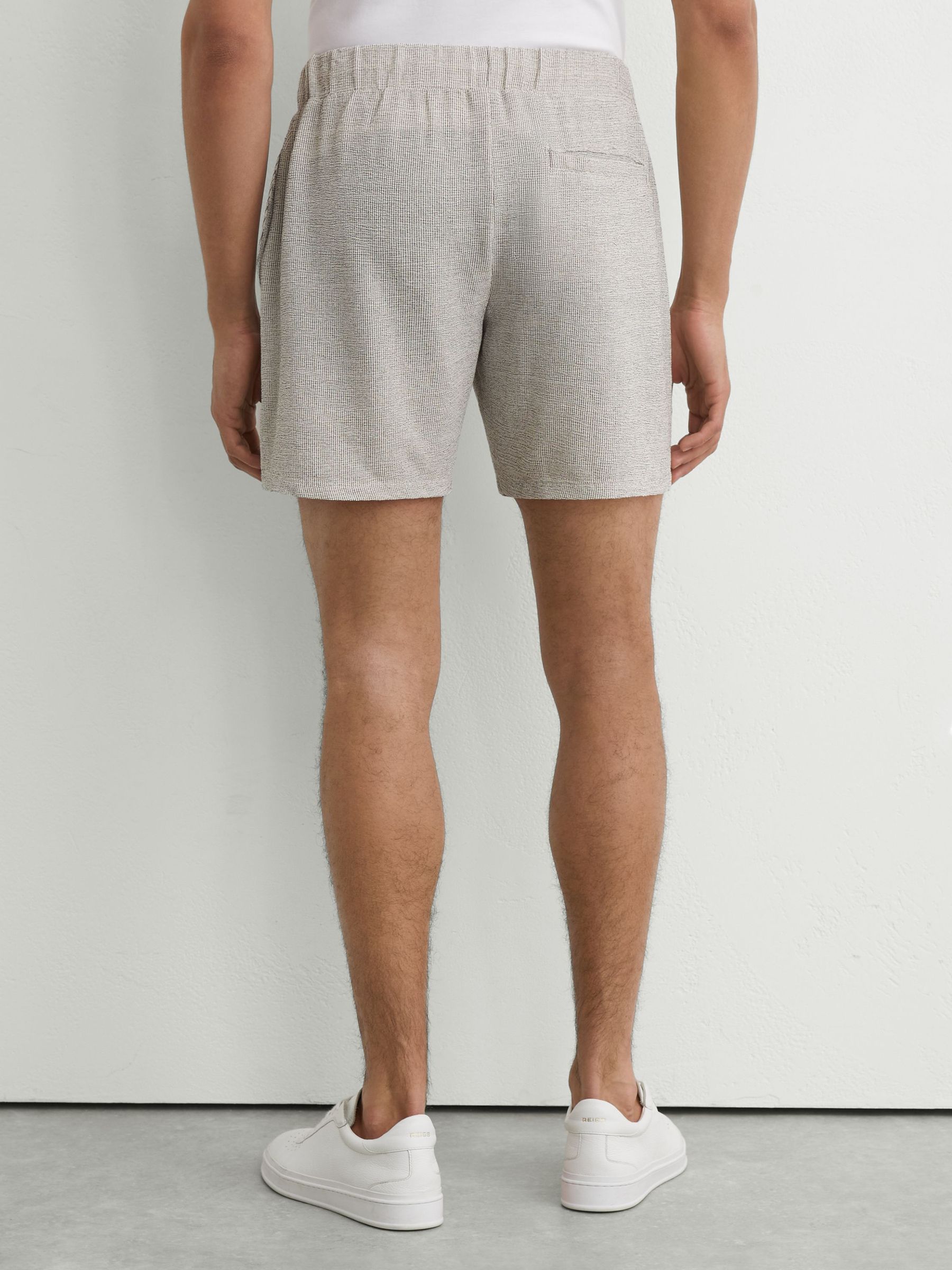 Striped Drawstring Knitted Shorts in White/Black - image 4