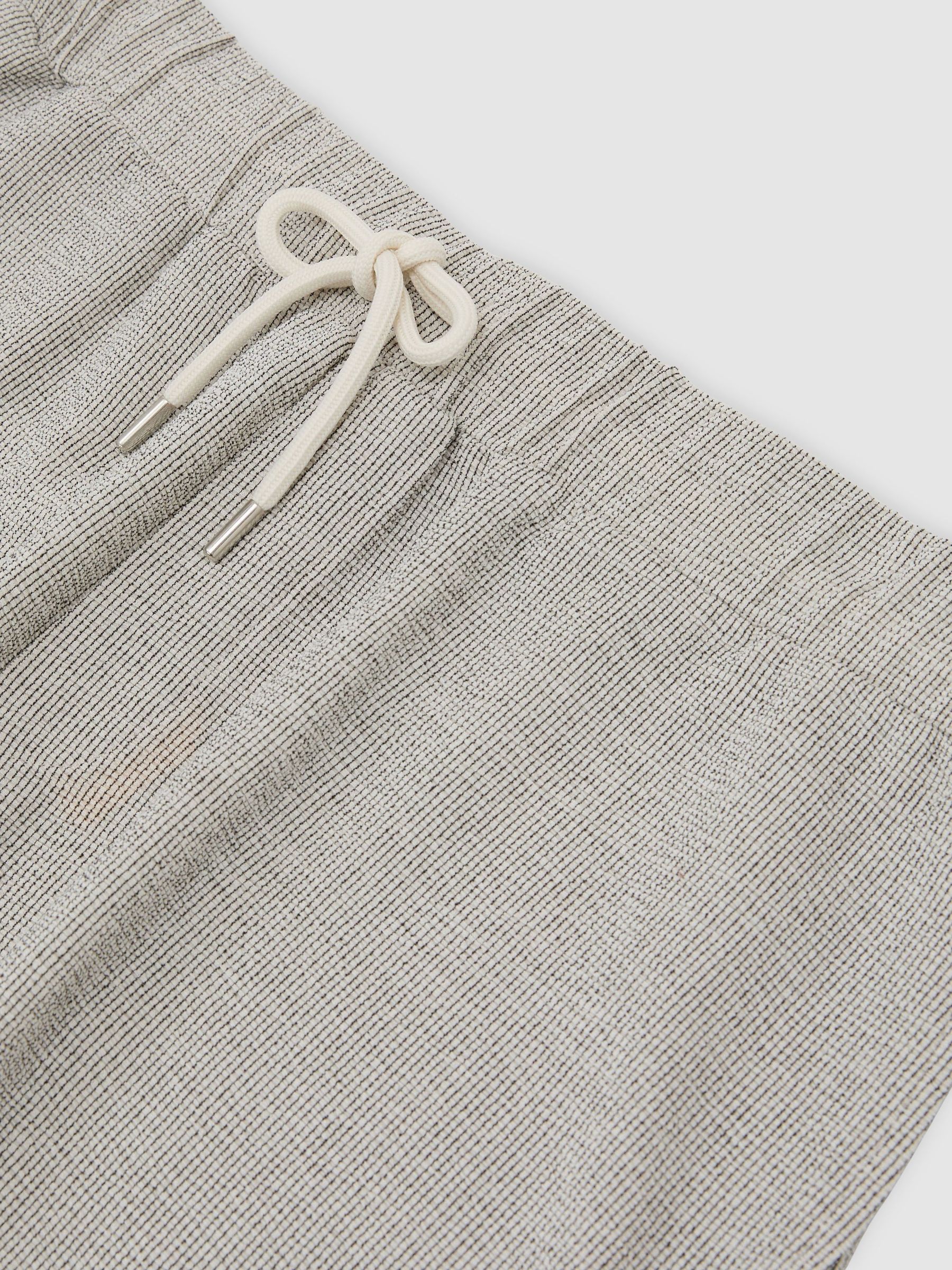 Striped Drawstring Knitted Shorts in White/Black - image 3