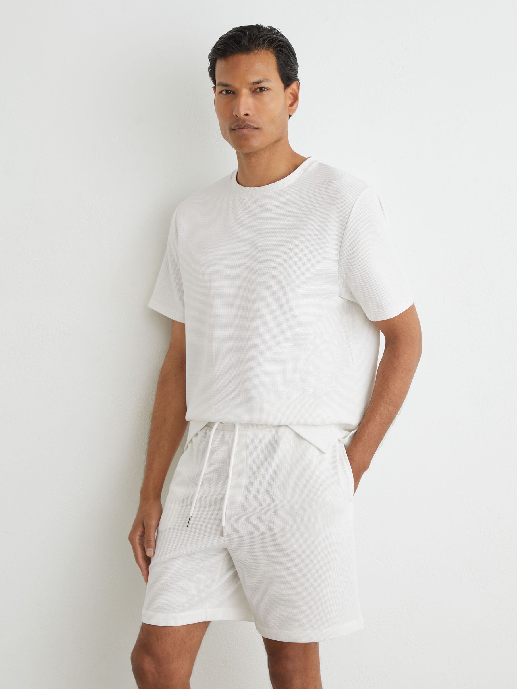 Textured Modern-Fit Crew-Neck T-Shirt in White - Image 3 of 6