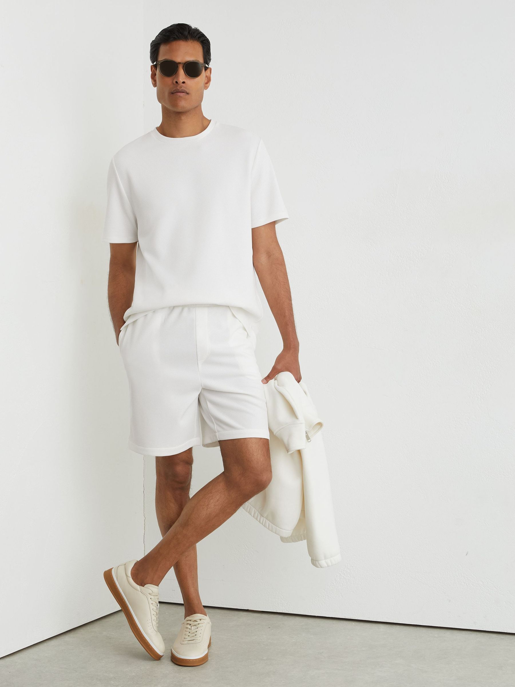 Textured Modern-Fit Crew-Neck T-Shirt in White - Image 4 of 6