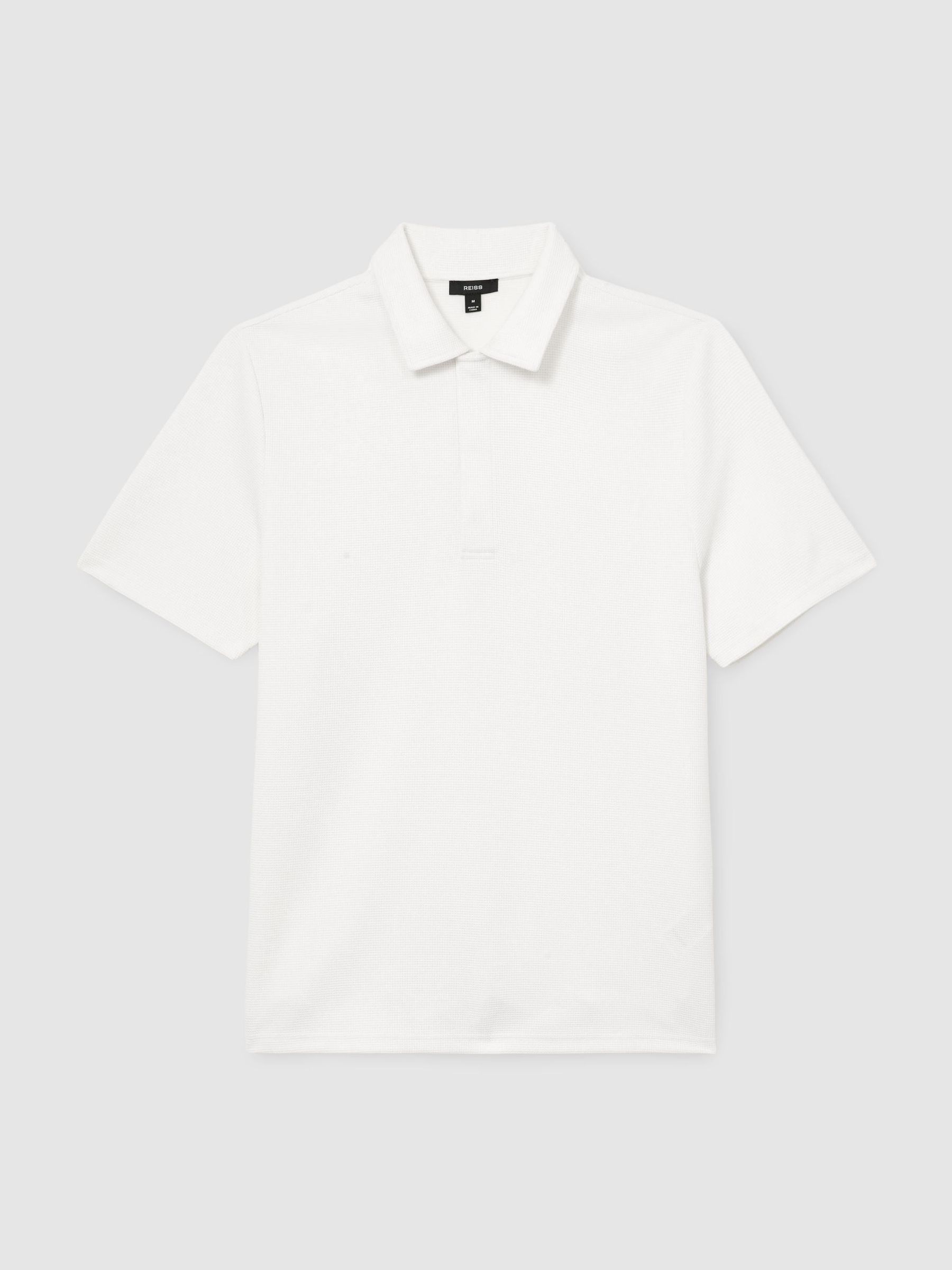 Textured Concealed-Placket Polo Shirt in White - Image 2 of 6