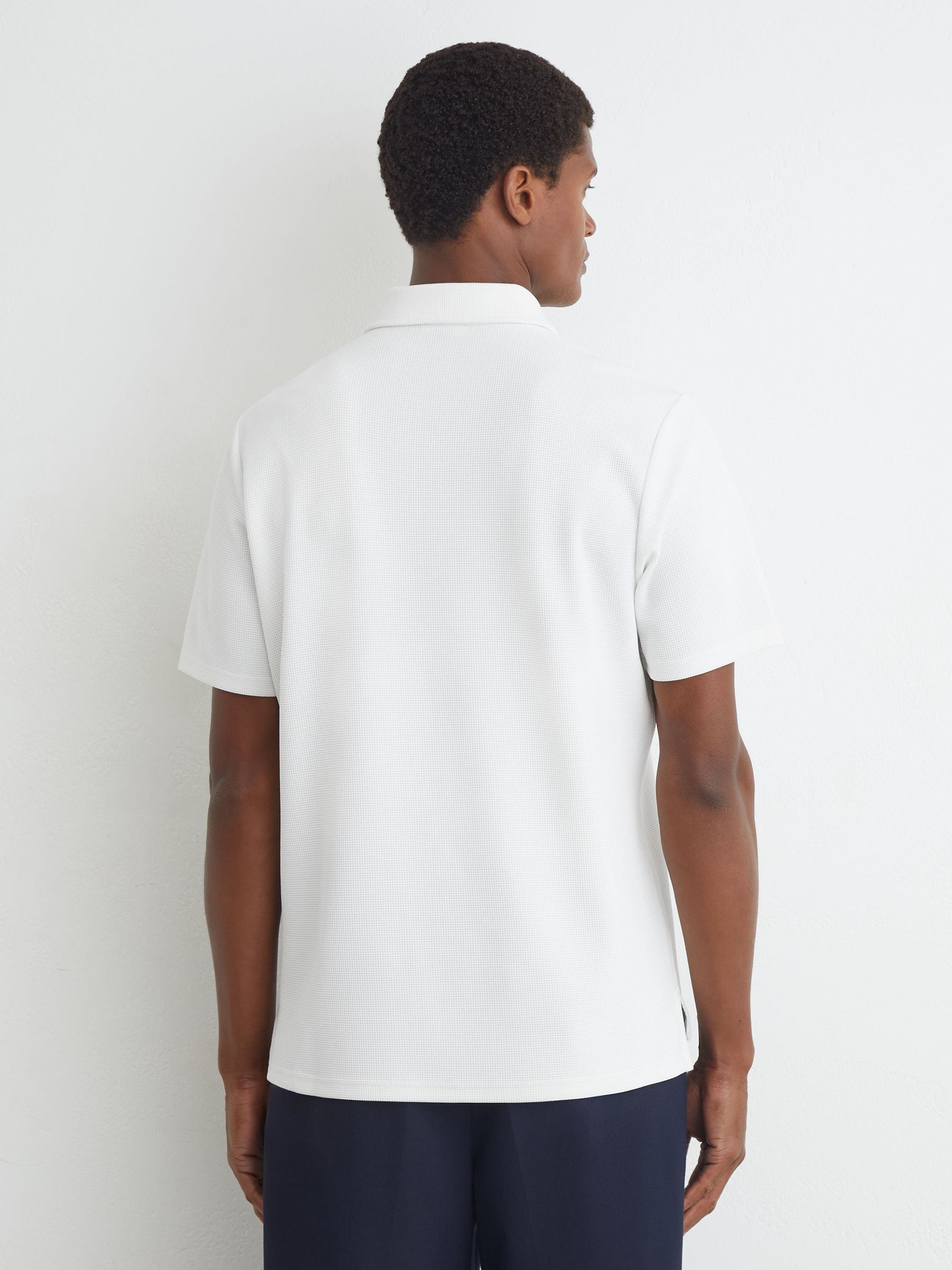 Textured Concealed-Placket Polo Shirt in White - Image 4 of 6