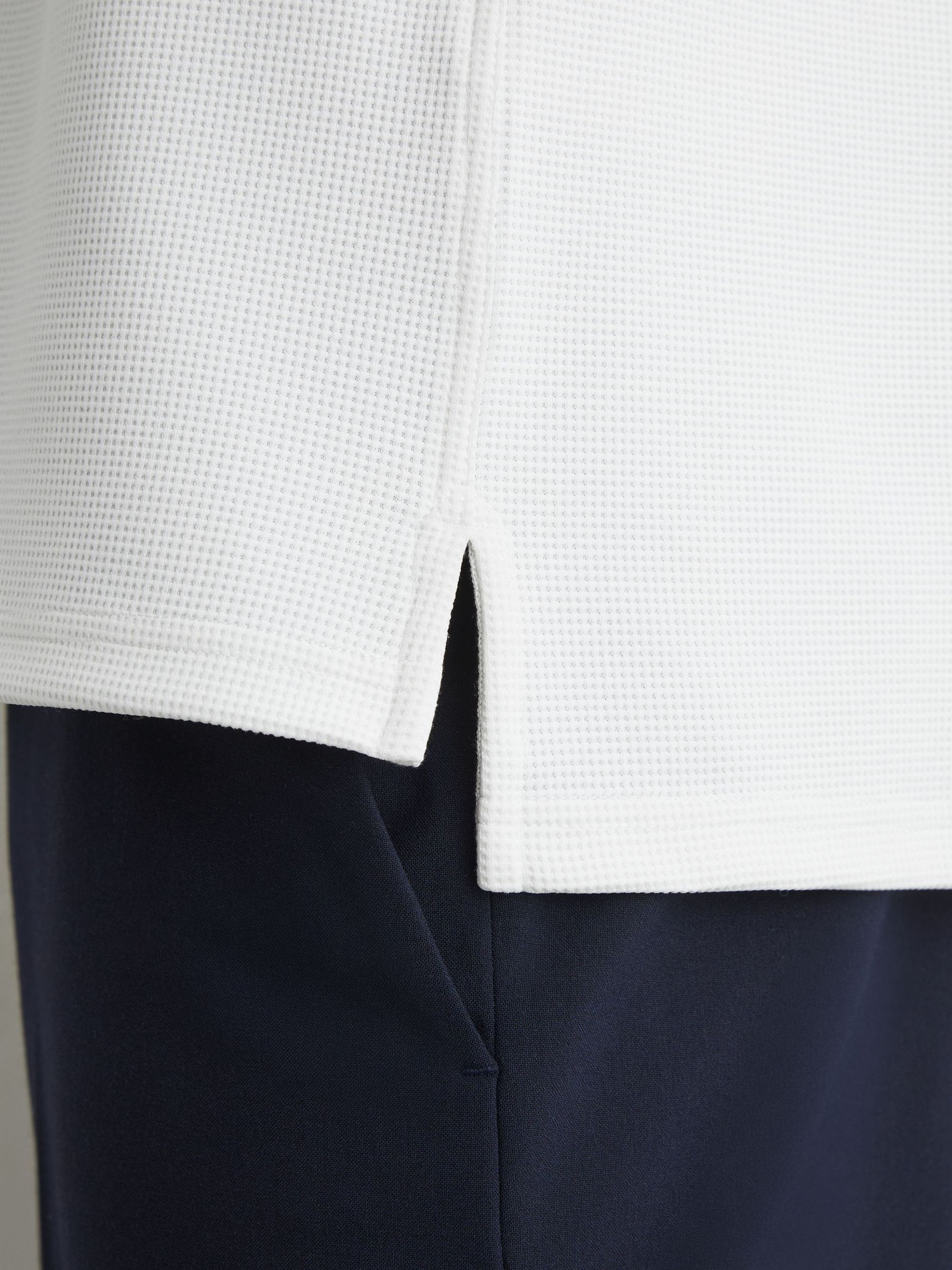 Textured Concealed-Placket Polo Shirt in White - Image 5 of 6