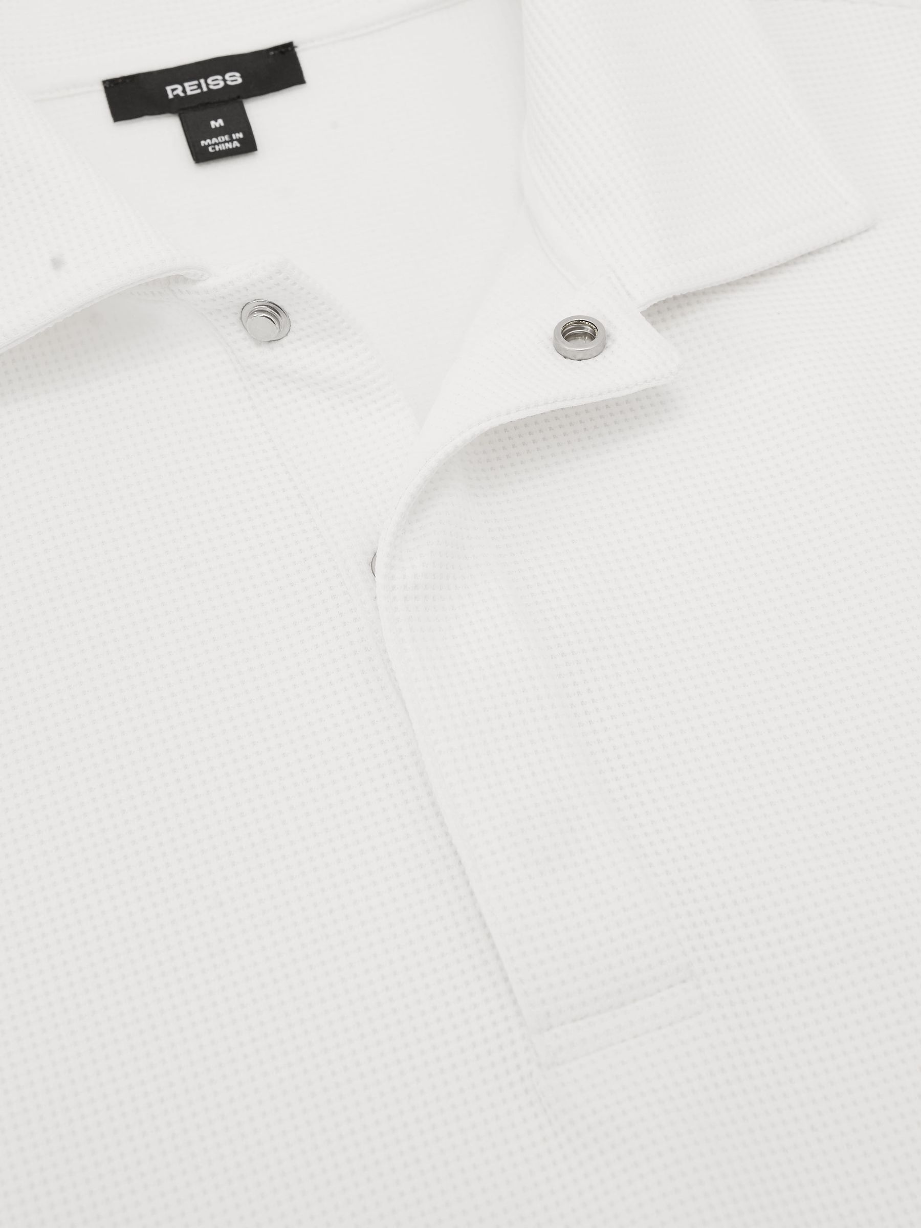 Textured Concealed-Placket Polo Shirt in White - Image 6 of 6