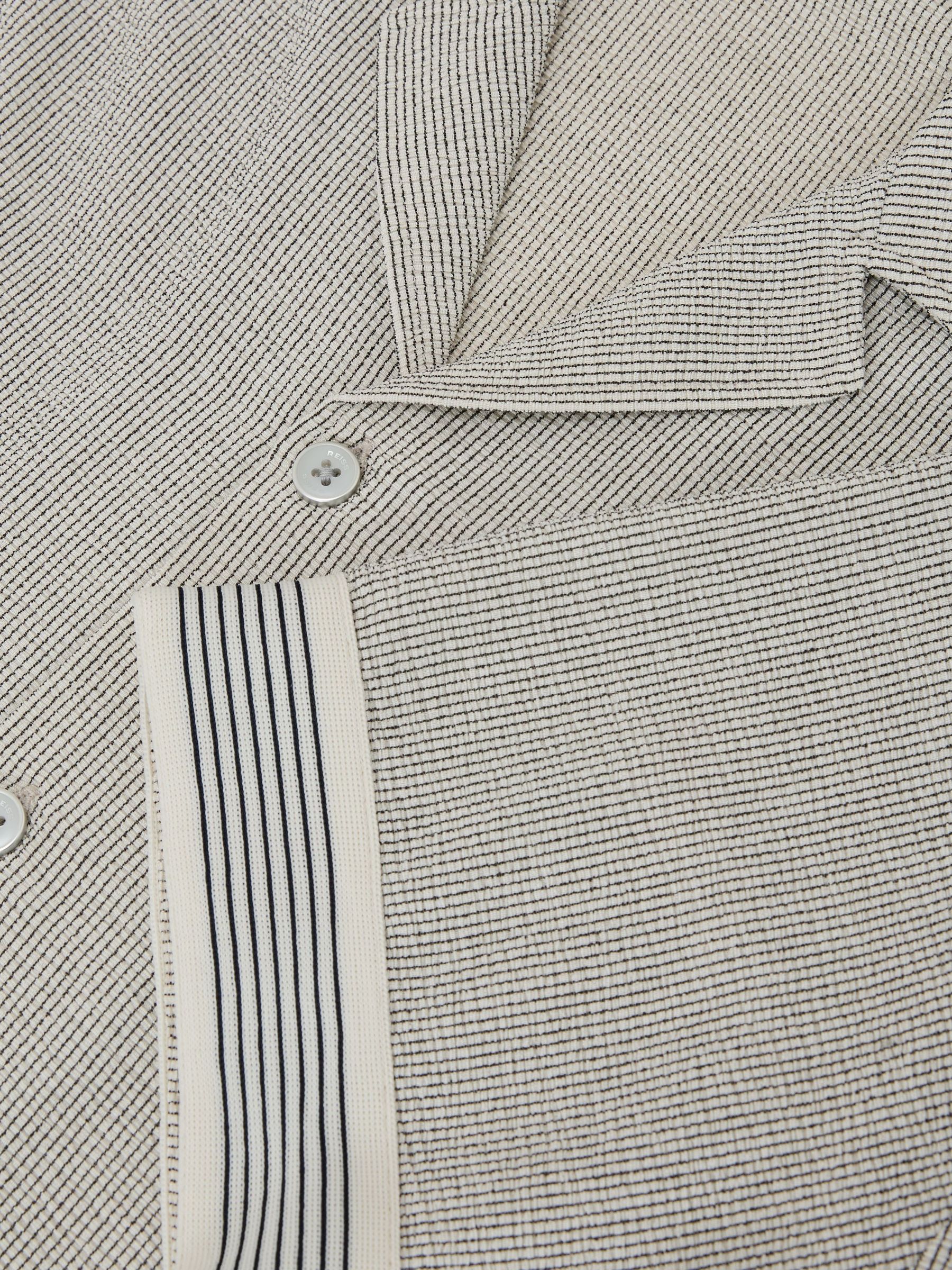 Striped Cuban-Collar Knitted Shirt in White/Black - image 4