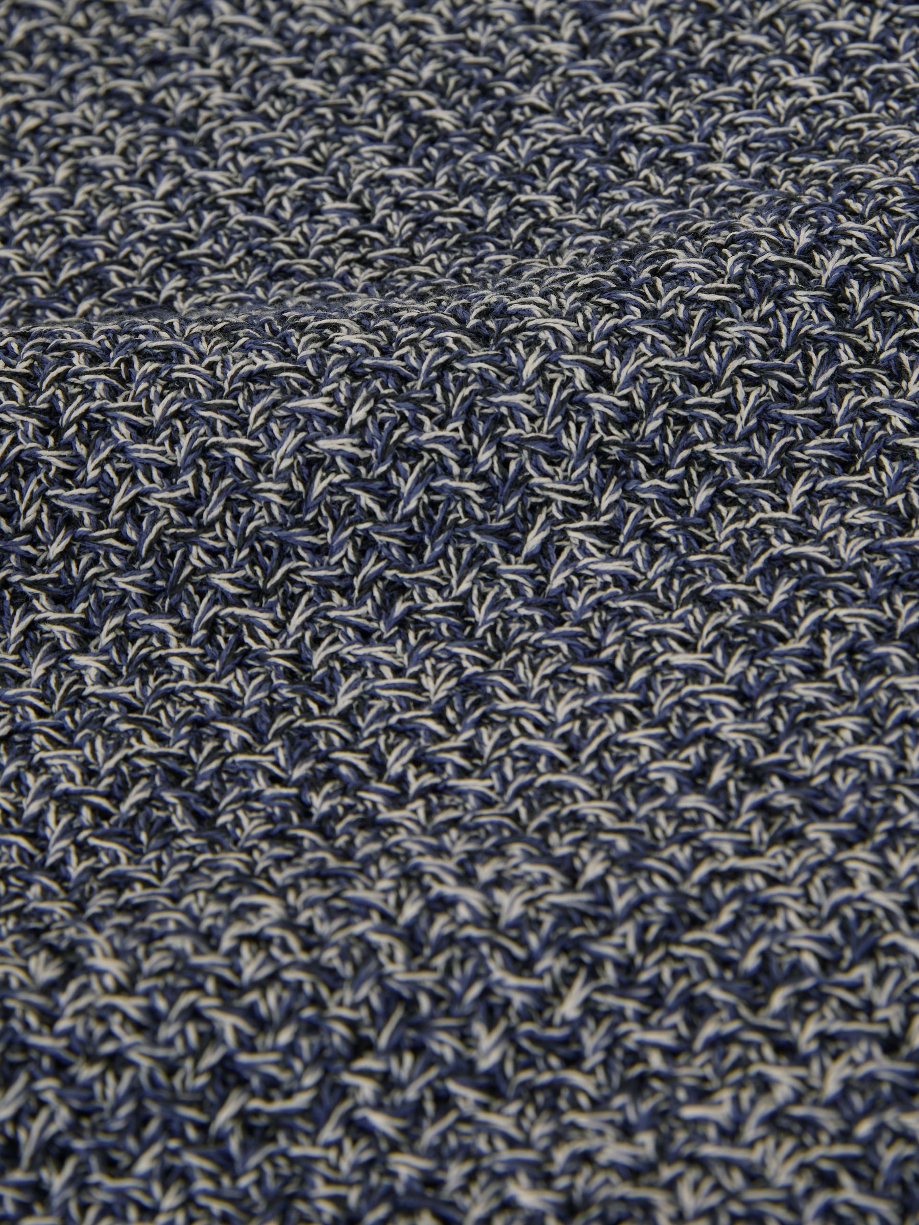 Speckle-Knit Open-Collar Polo Jumper in Indigo Blue - Image 6 of 6