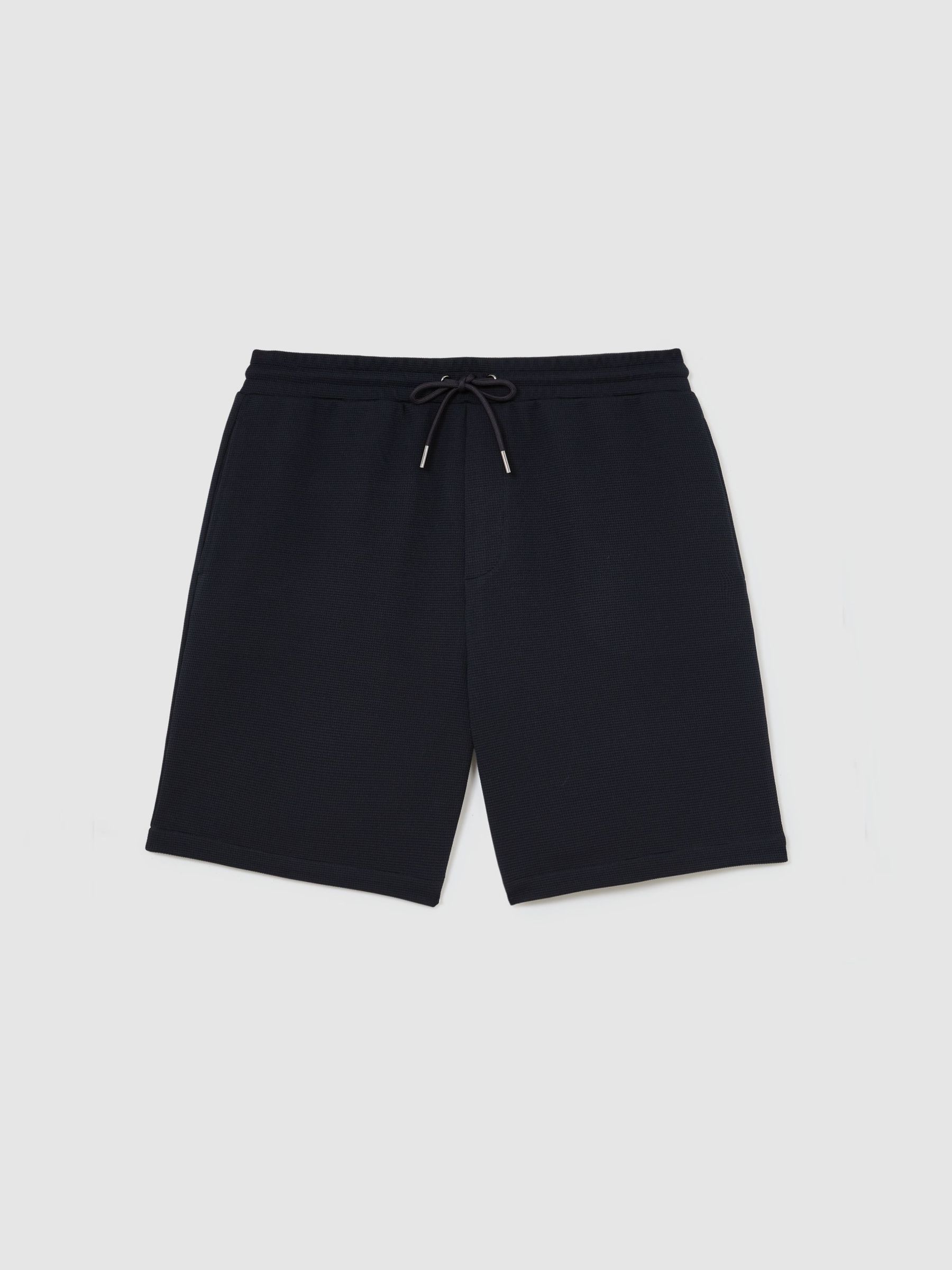 Textured Drawstring Shorts in Navy - Image 2 of 6 Textured Drawstring Shorts in Navy - Image 2 of 6