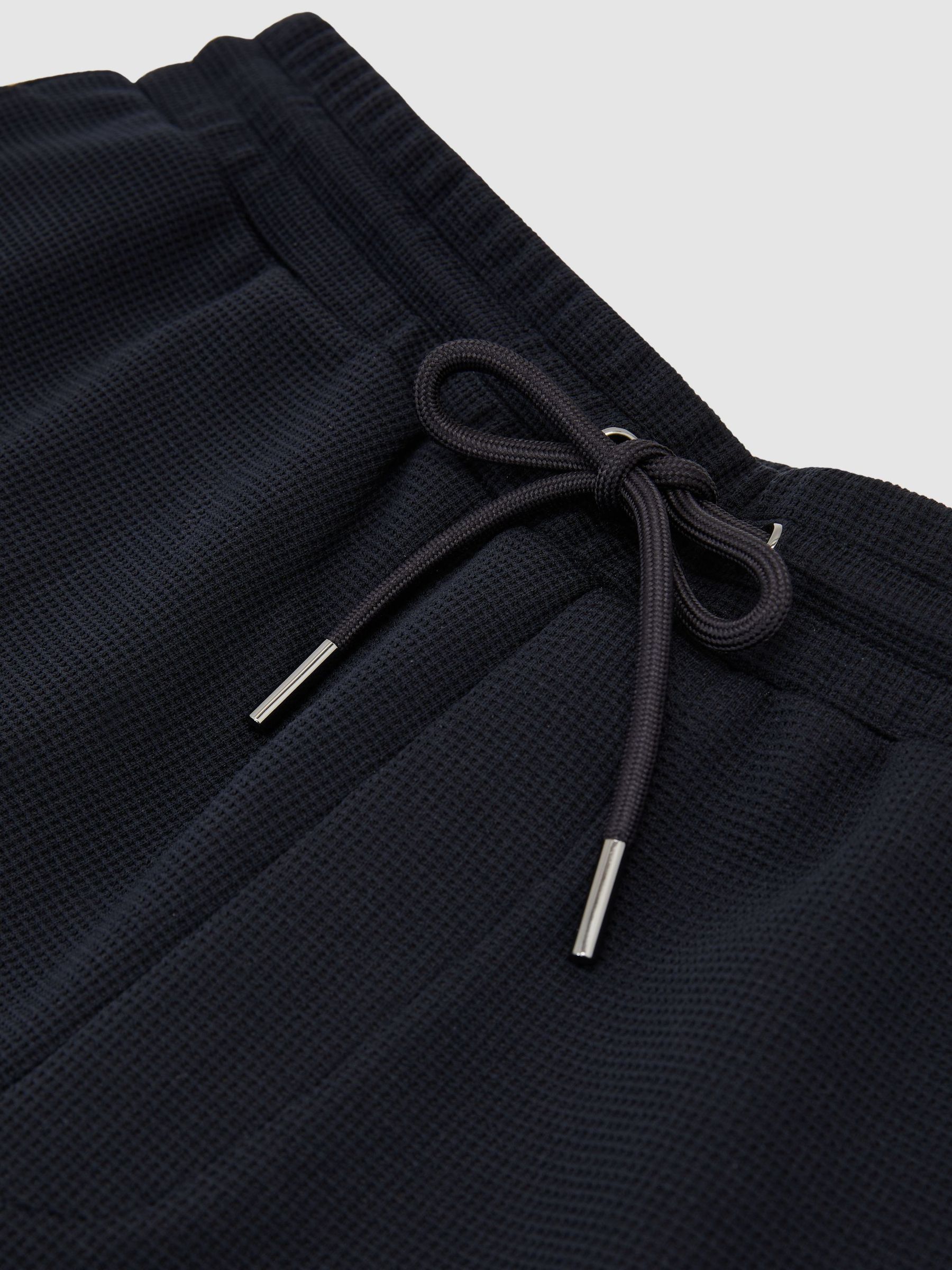 Textured Drawstring Shorts in Navy - Image 6 of 6