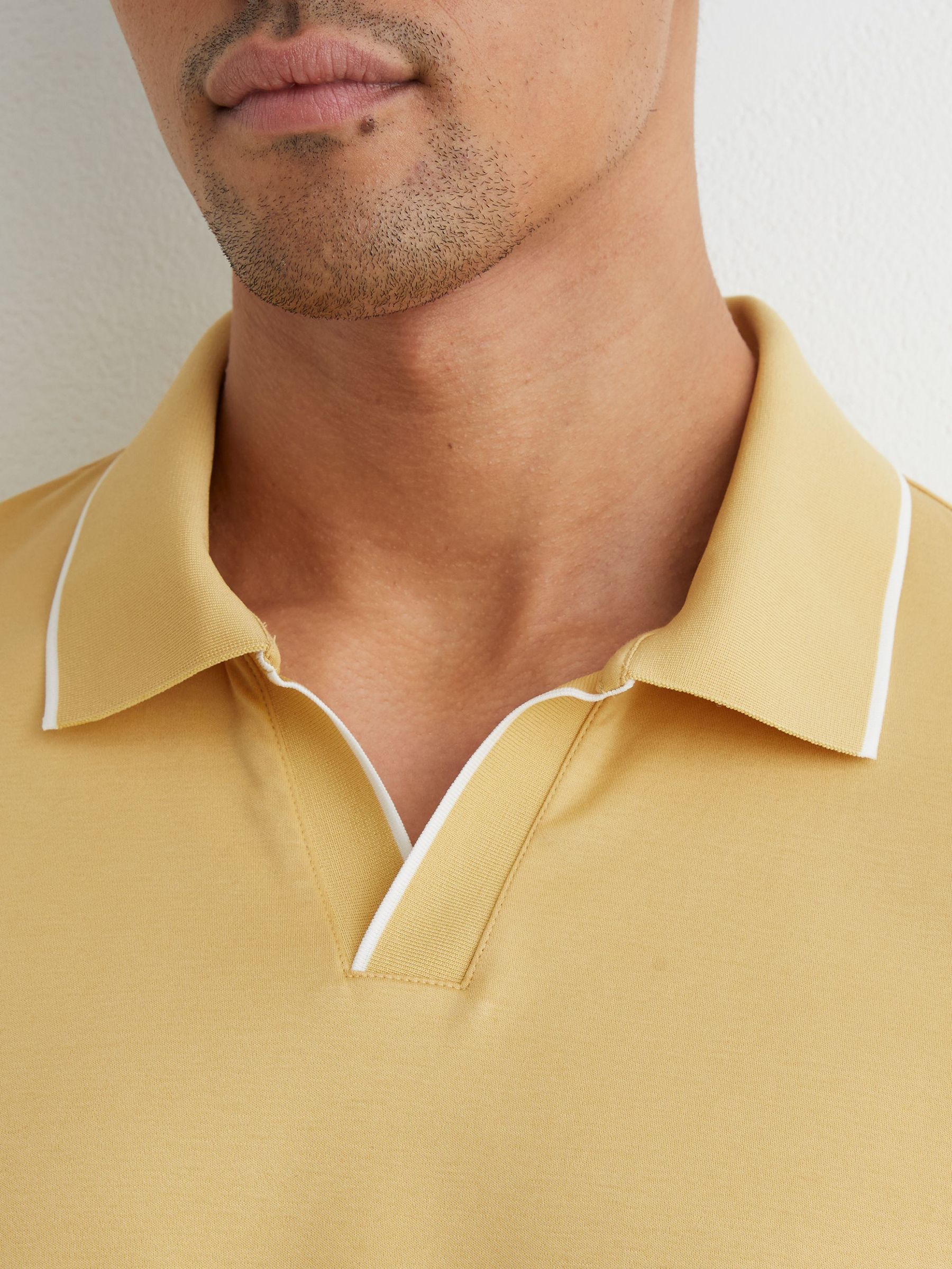 Air-Water Cotton Tipped Polo Shirt in Yellow - Obrázek 3 z 6