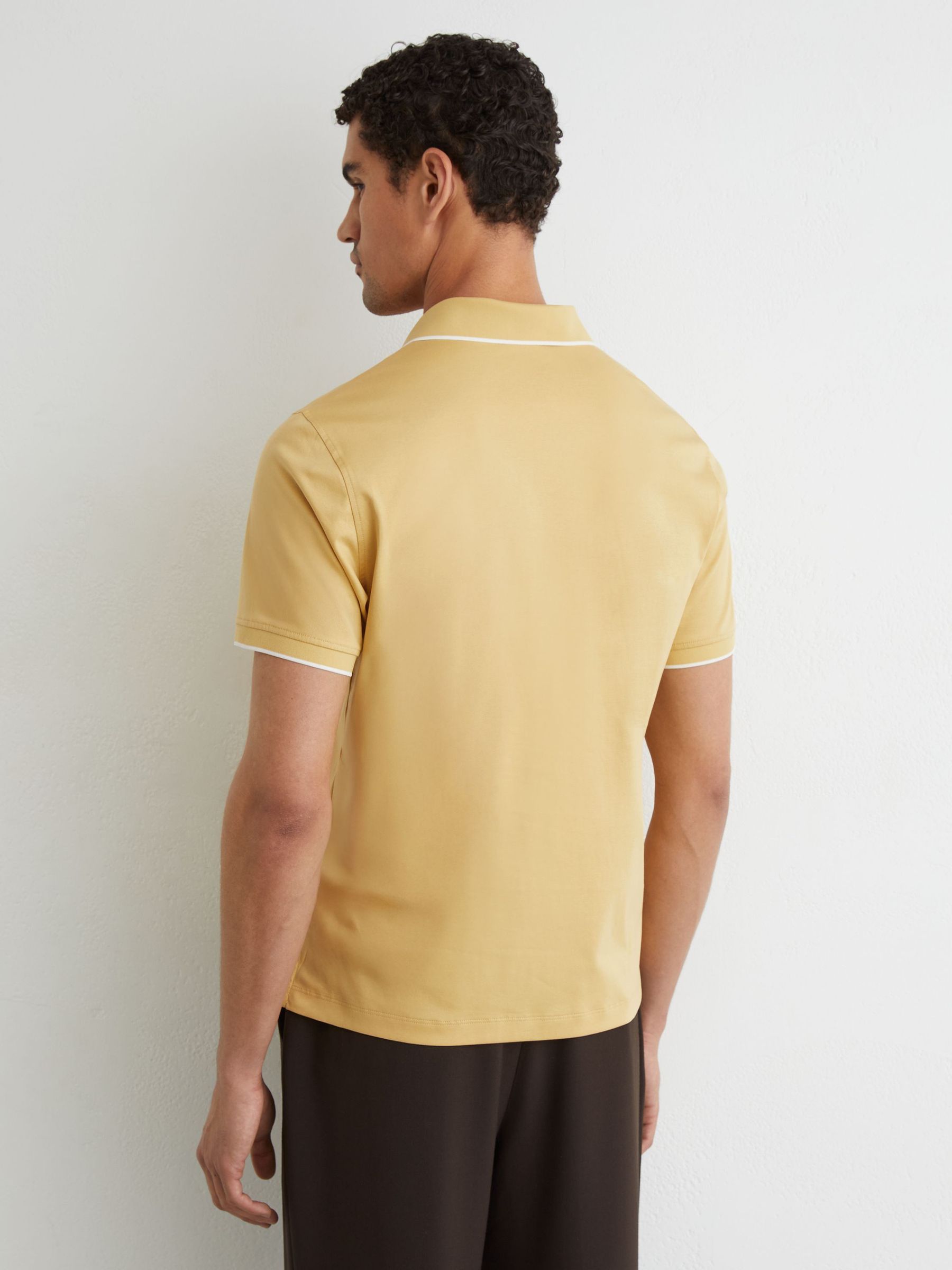 Air-Water Cotton Tipped Polo Shirt in Yellow - Obrázek 5 z 6