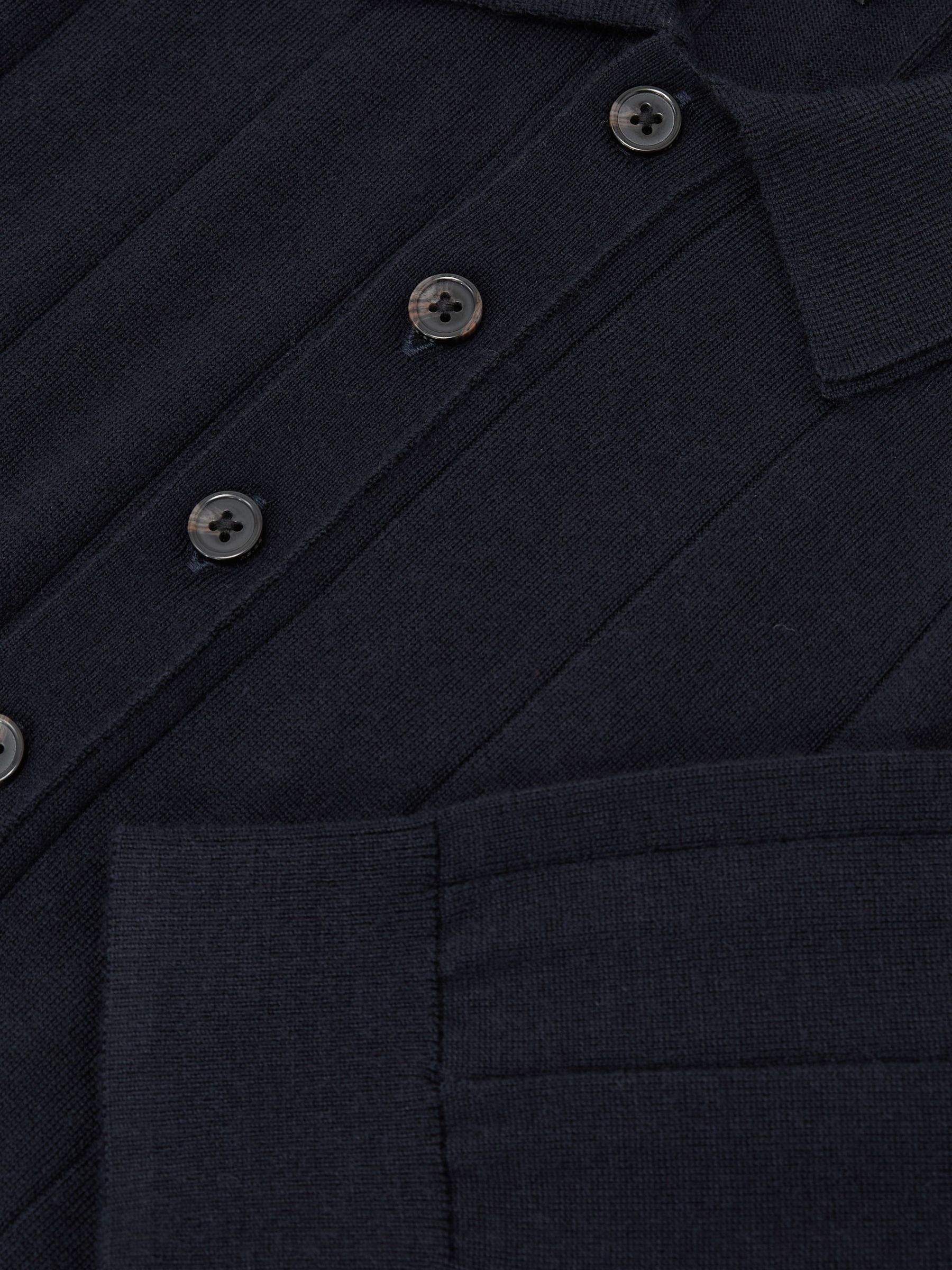 Merino Wool Wide-Rib Polo Jumper in Navy - image 3