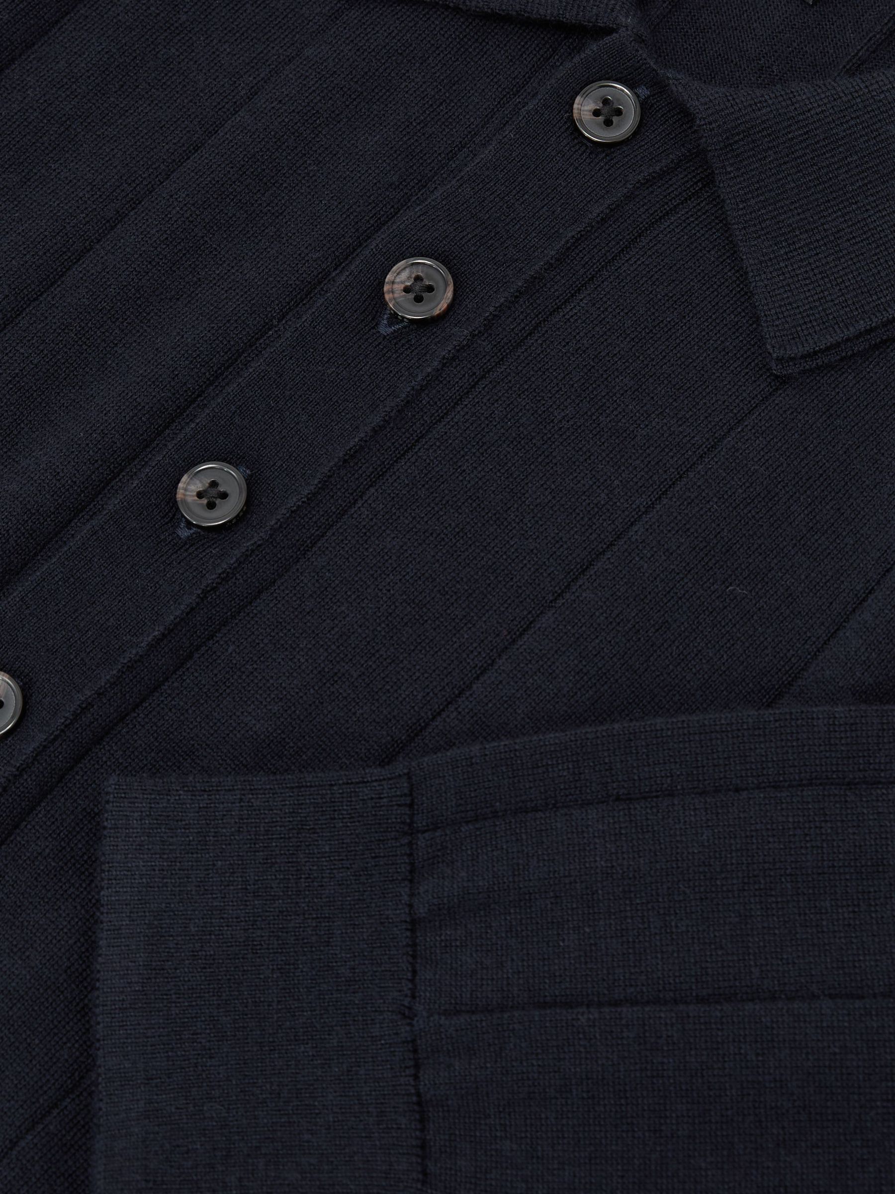 Merino Wool Wide-Rib Polo Jumper in Navy - Image 7 of 7