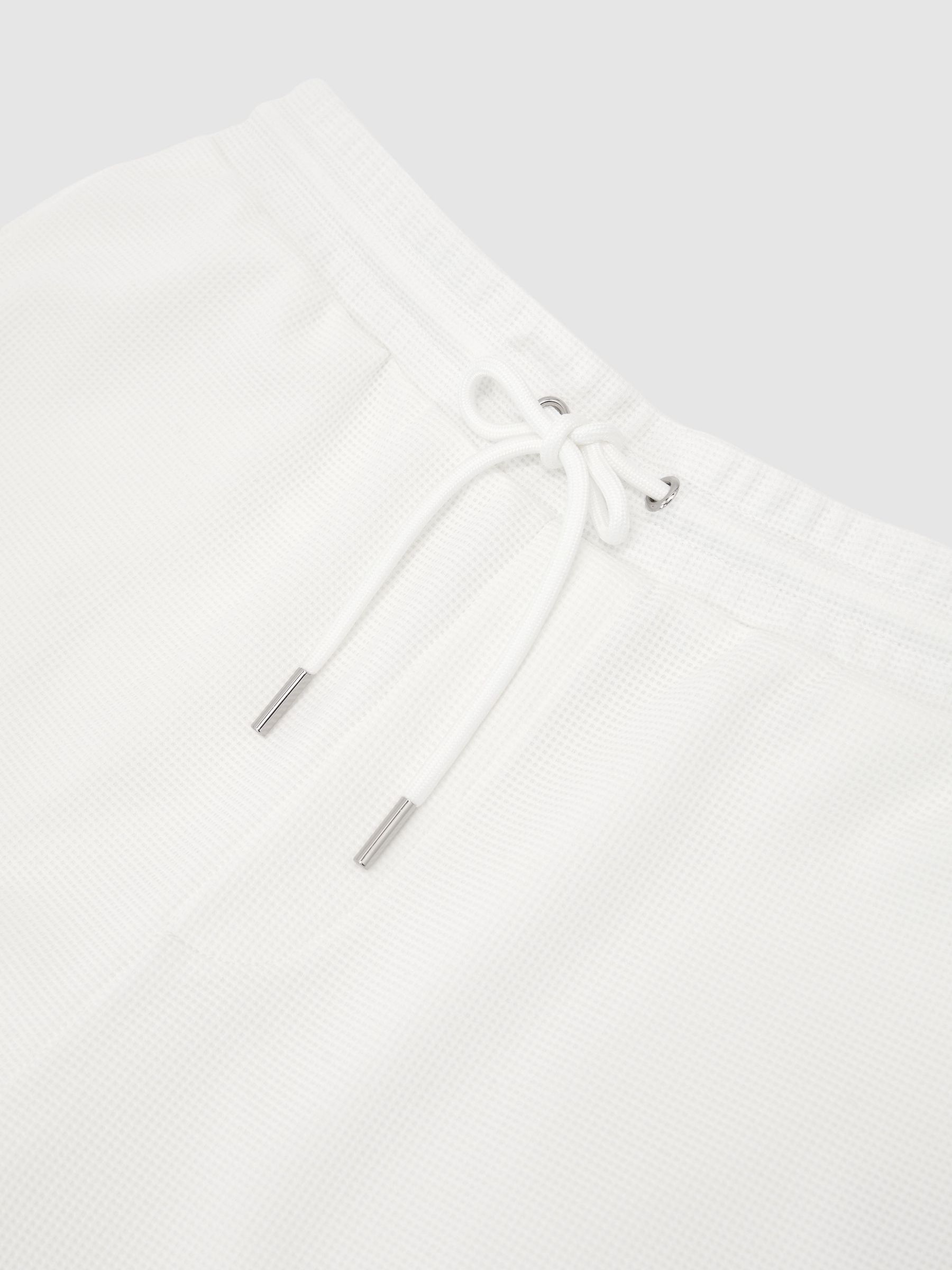 Textured Drawstring Shorts in White - Image 6 of 6