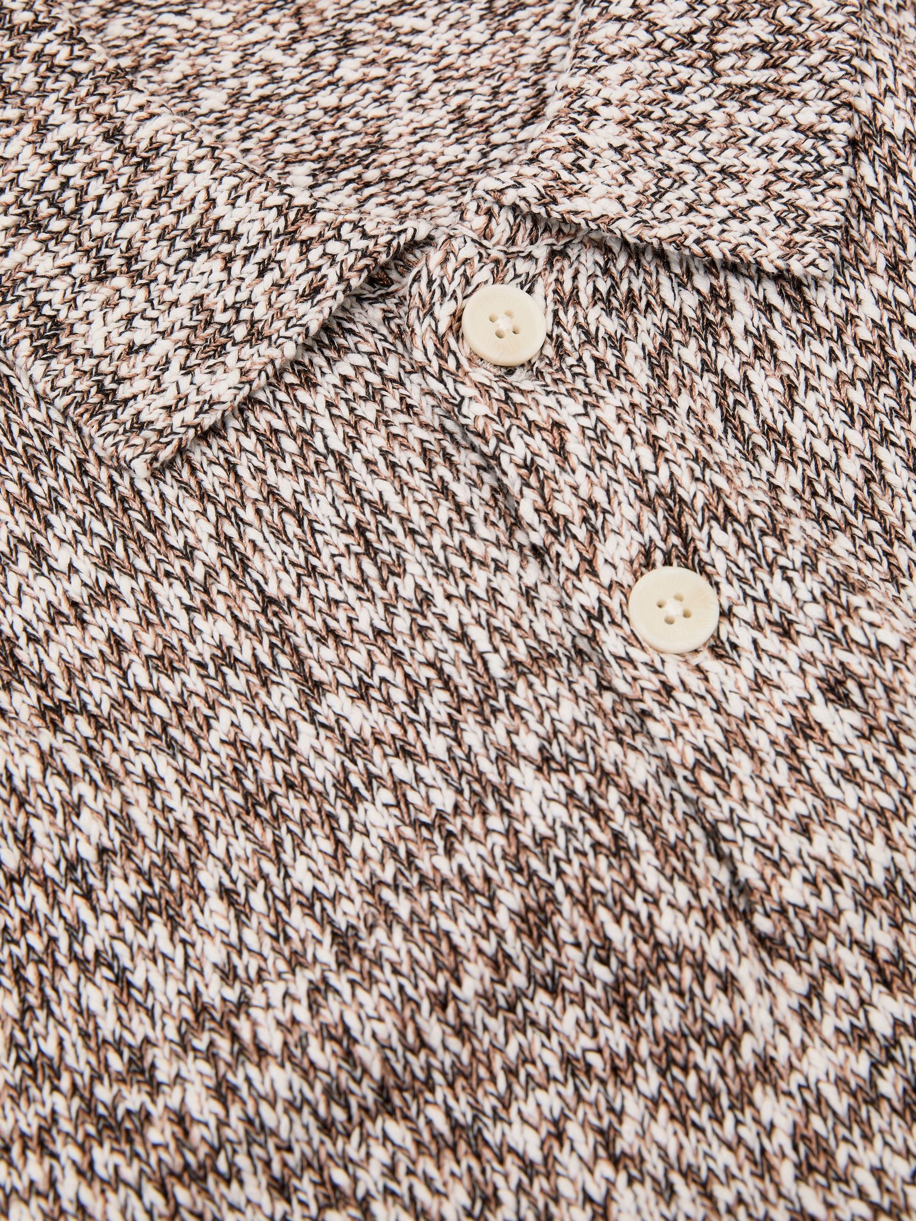 Cotton-Blend Half-Button Marled Polo in White/Camel - Image 6 of 6