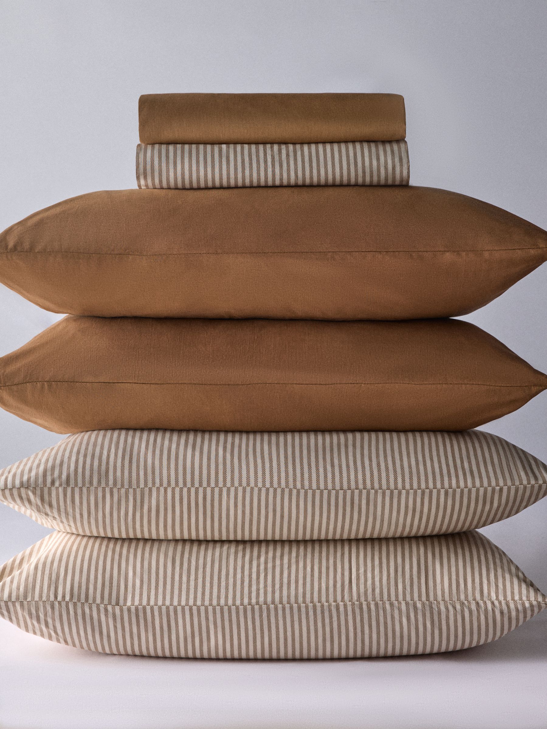 The Set Set of 2 Caramel/Stripe Pillowcase and Fitted Sheet - Image 1 of 6